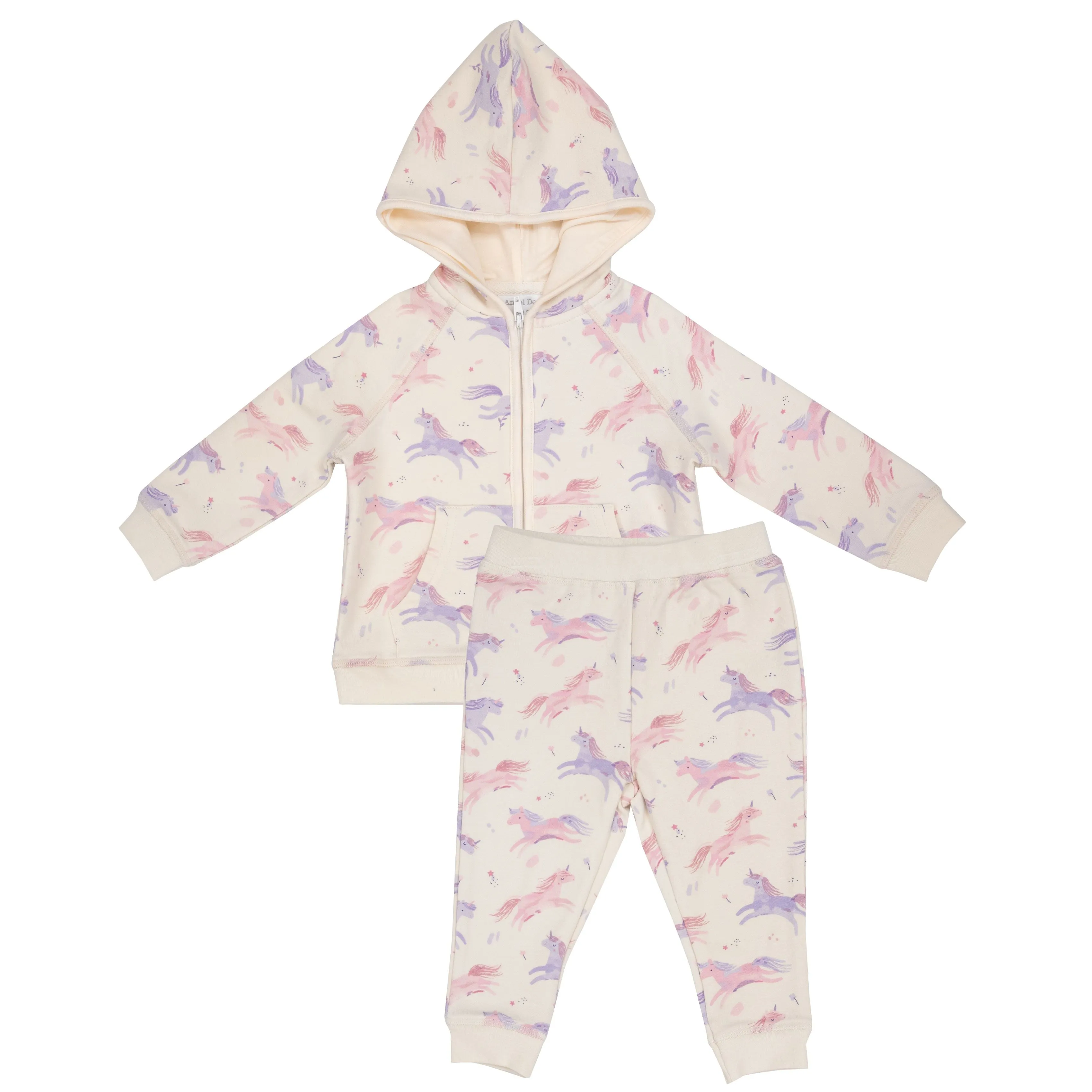 2-Piece Dreamy Unicorn Jogger Outfit w/ Hood / Cream