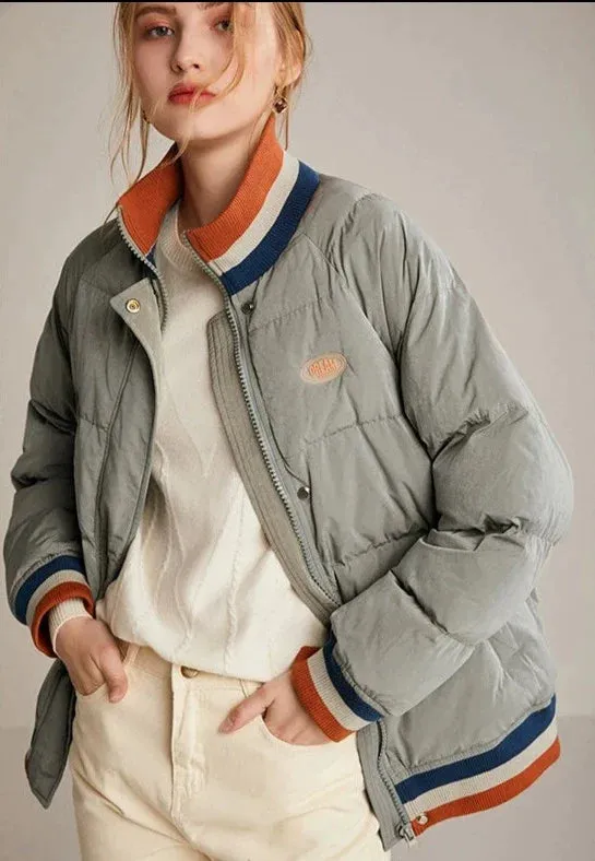 2023 autumn winter baseball jacket thick cotton-padded