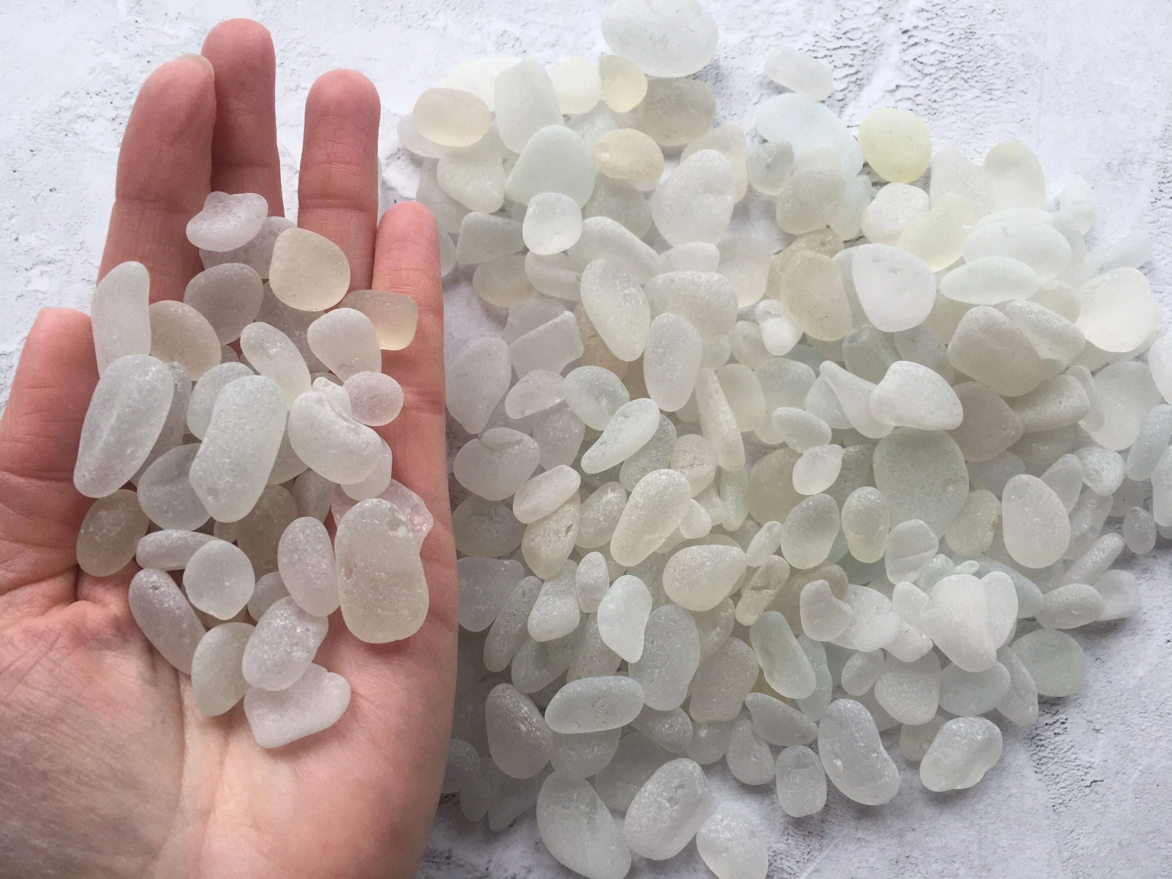 500g Seaham Sea Glass White - Jewelry and Craft MixDisplay Pieces