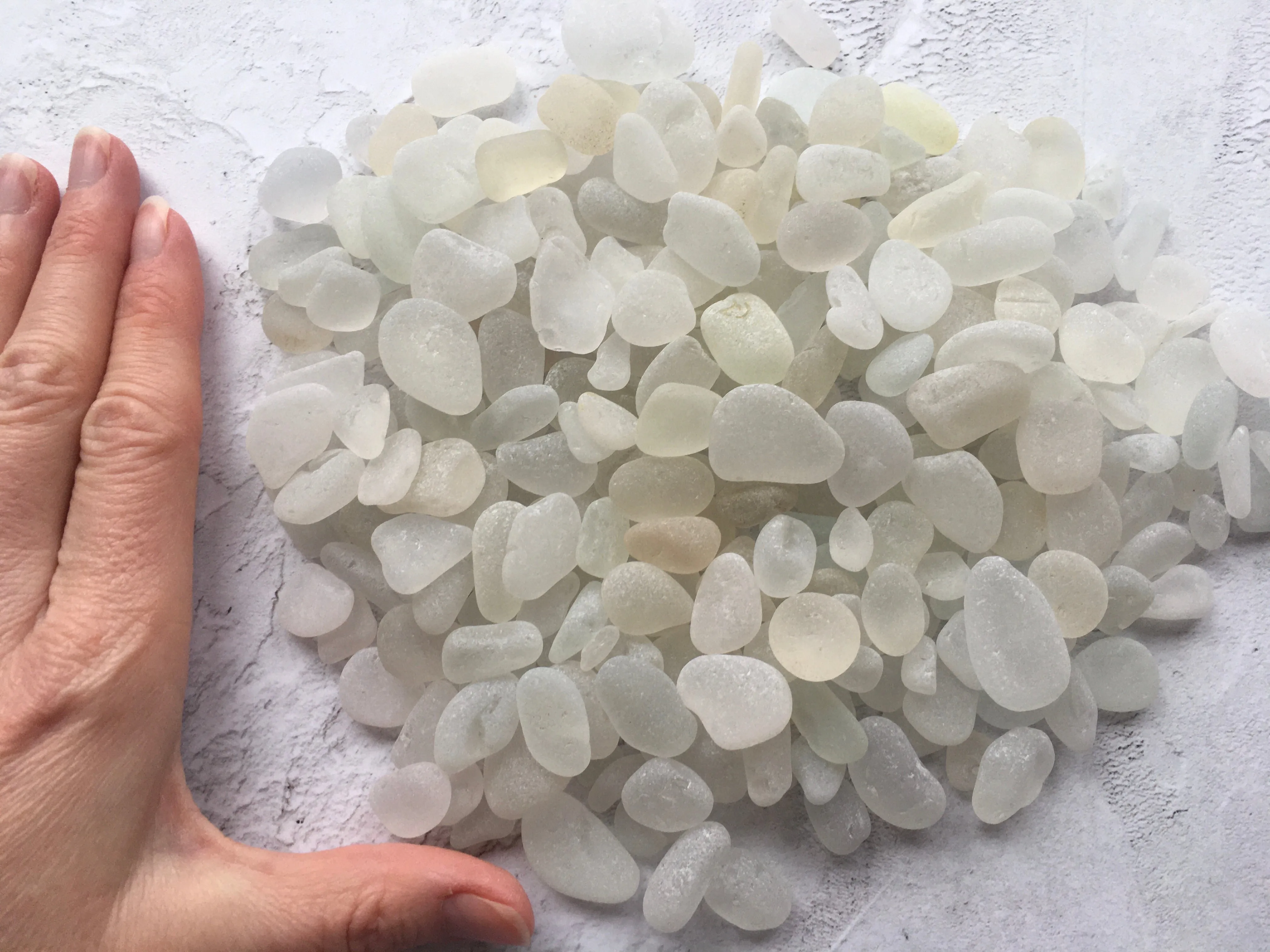 500g Seaham Sea Glass White - Jewelry and Craft MixDisplay Pieces