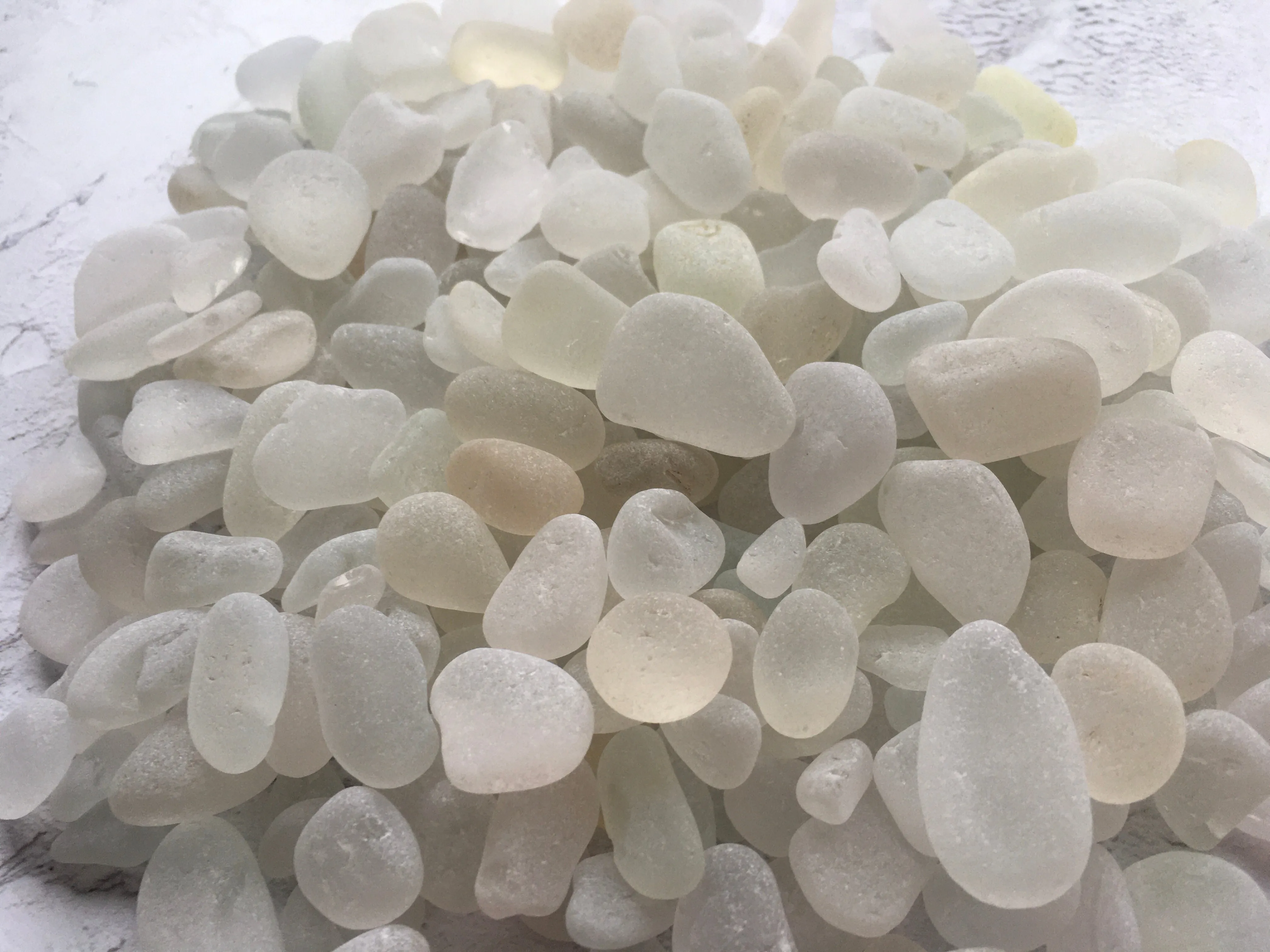 500g Seaham Sea Glass White - Jewelry and Craft MixDisplay Pieces