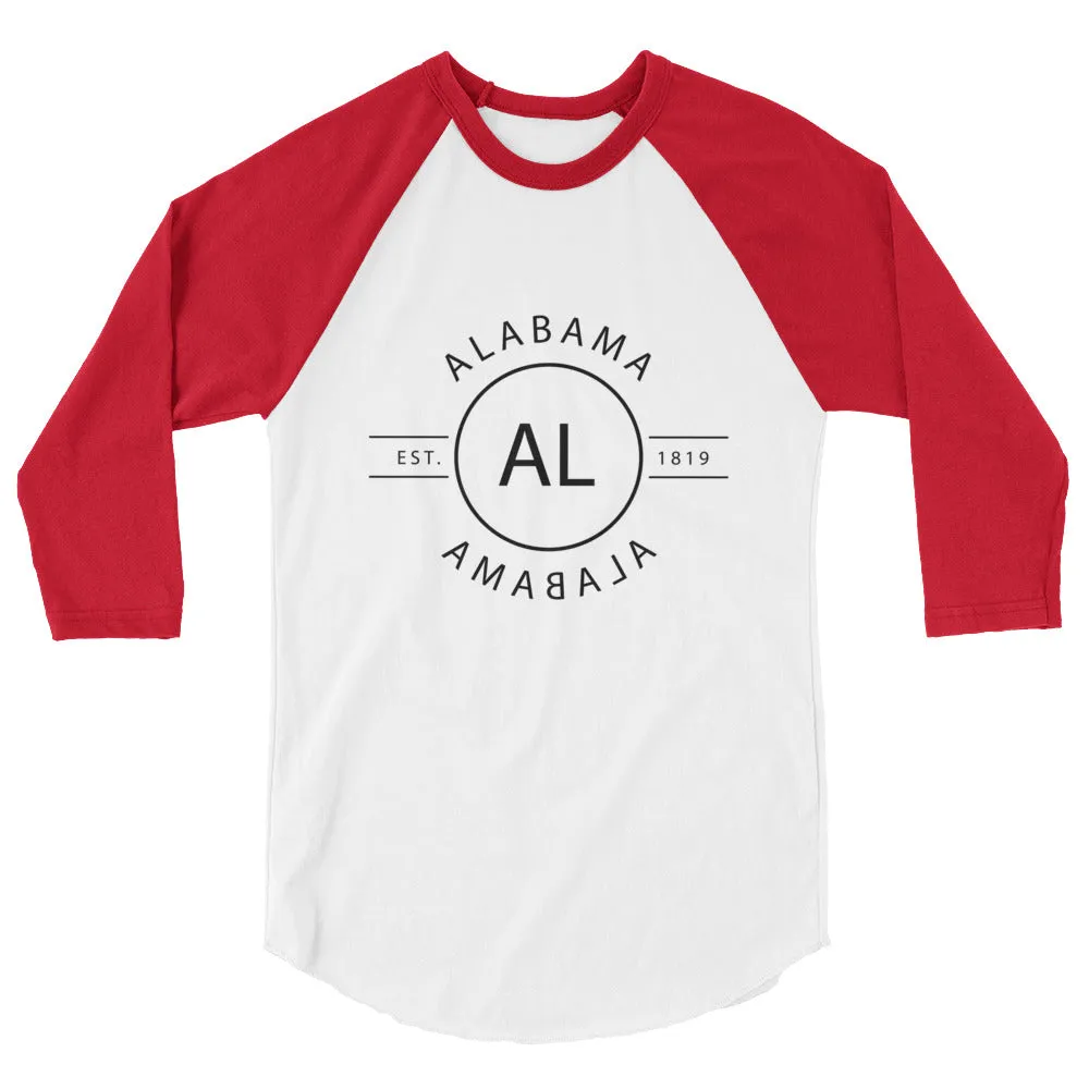 Alabama 3/4 Sleeve Baseball Shirt - Reflection Design