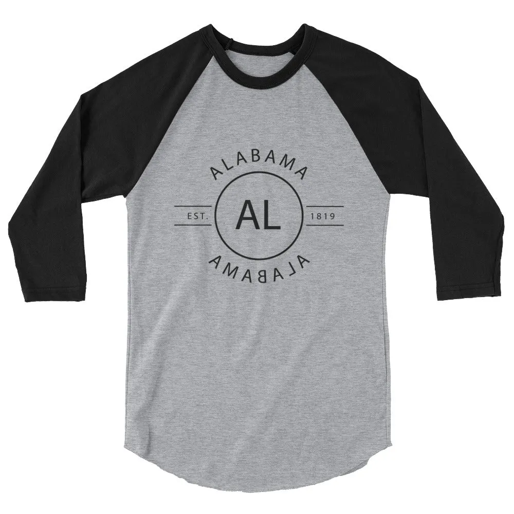 Alabama 3/4 Sleeve Baseball Shirt - Reflection Design