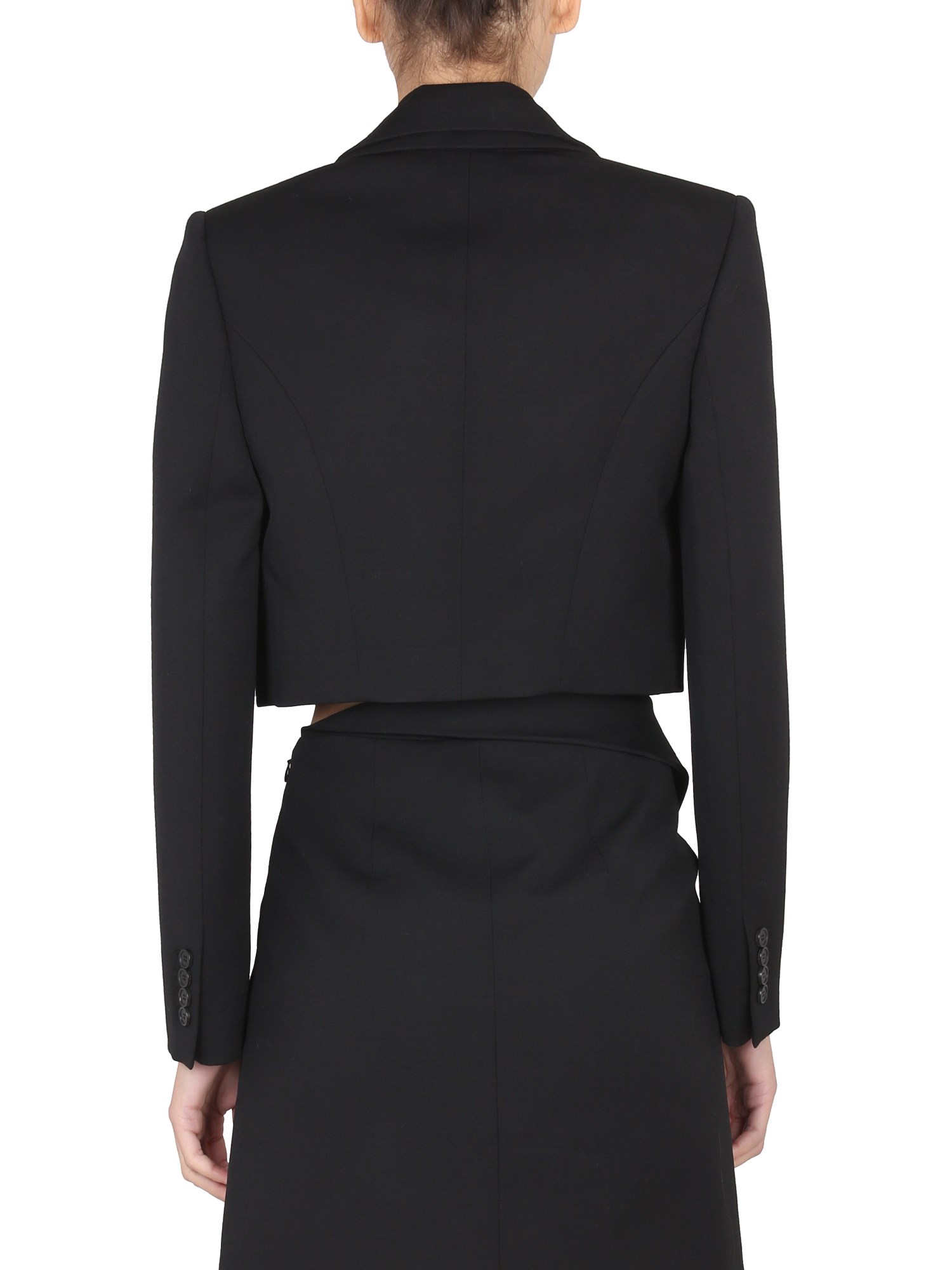 Alexander McQueen Cropped Jacket + Double Lapels + Cut Out Details.