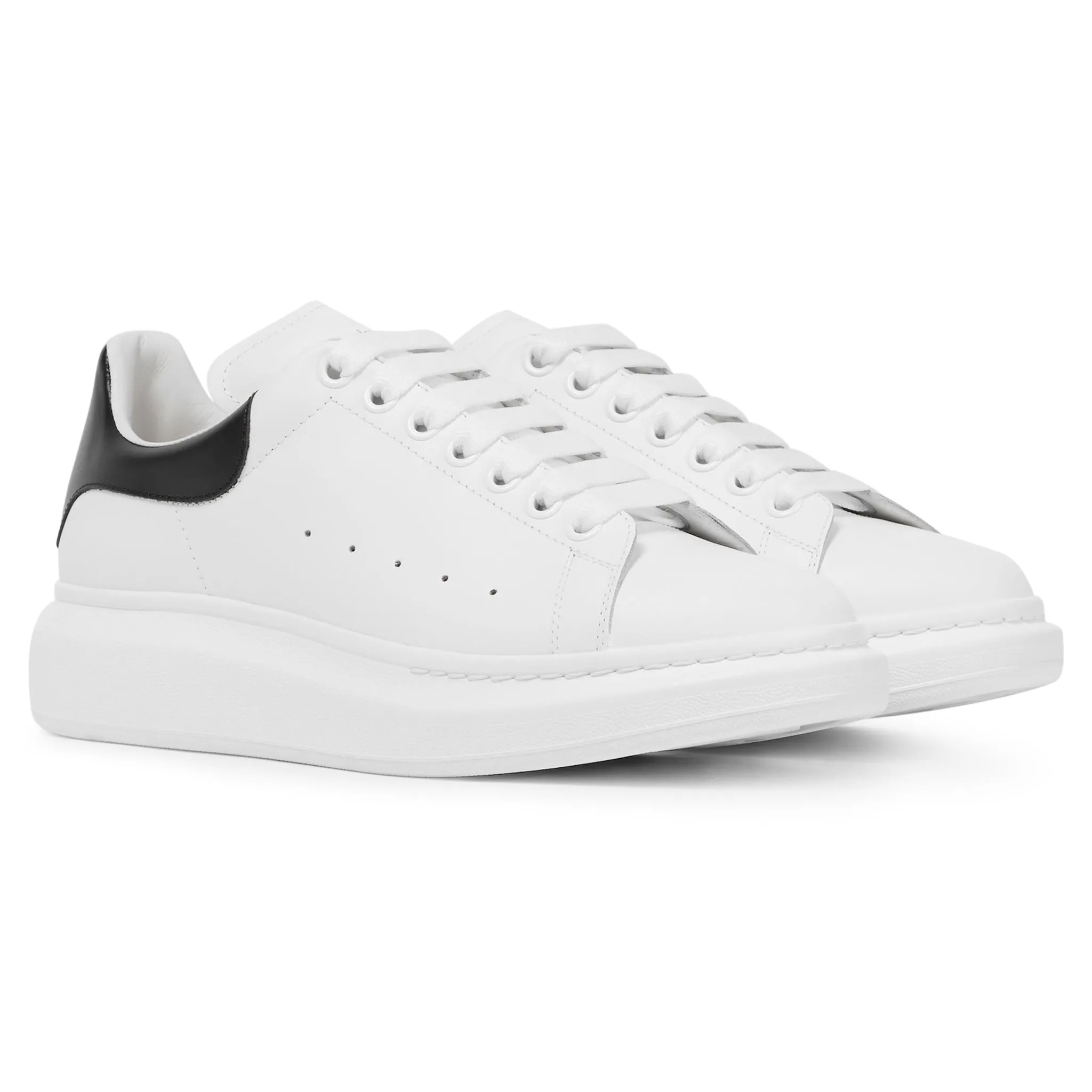 Alexander Mcqueen White Black Sneaker with Raised Sole