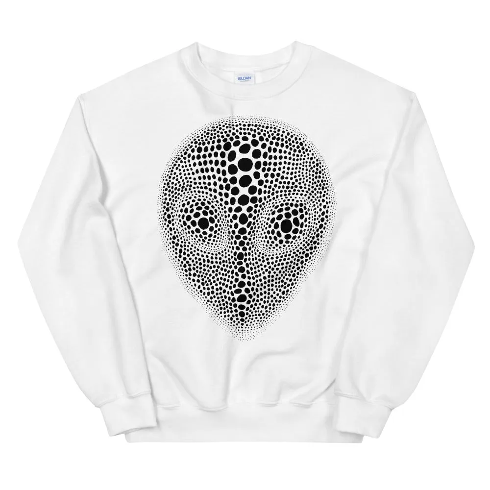 Alien Head White Graphic Sweatshirt