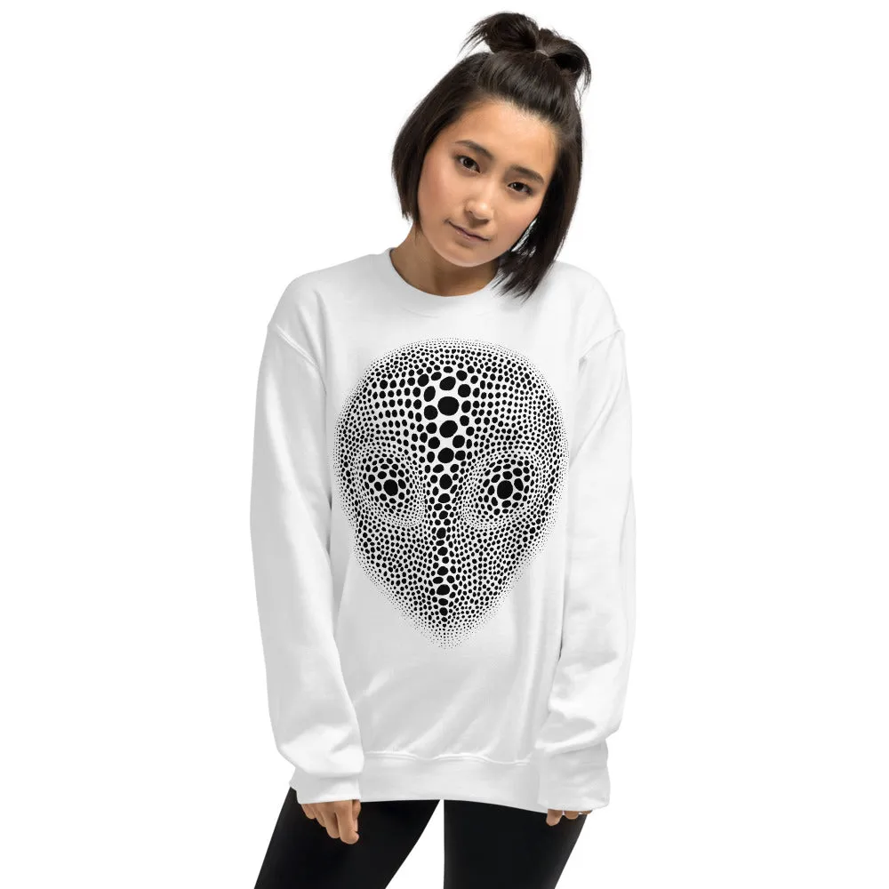 Alien Head White Graphic Sweatshirt