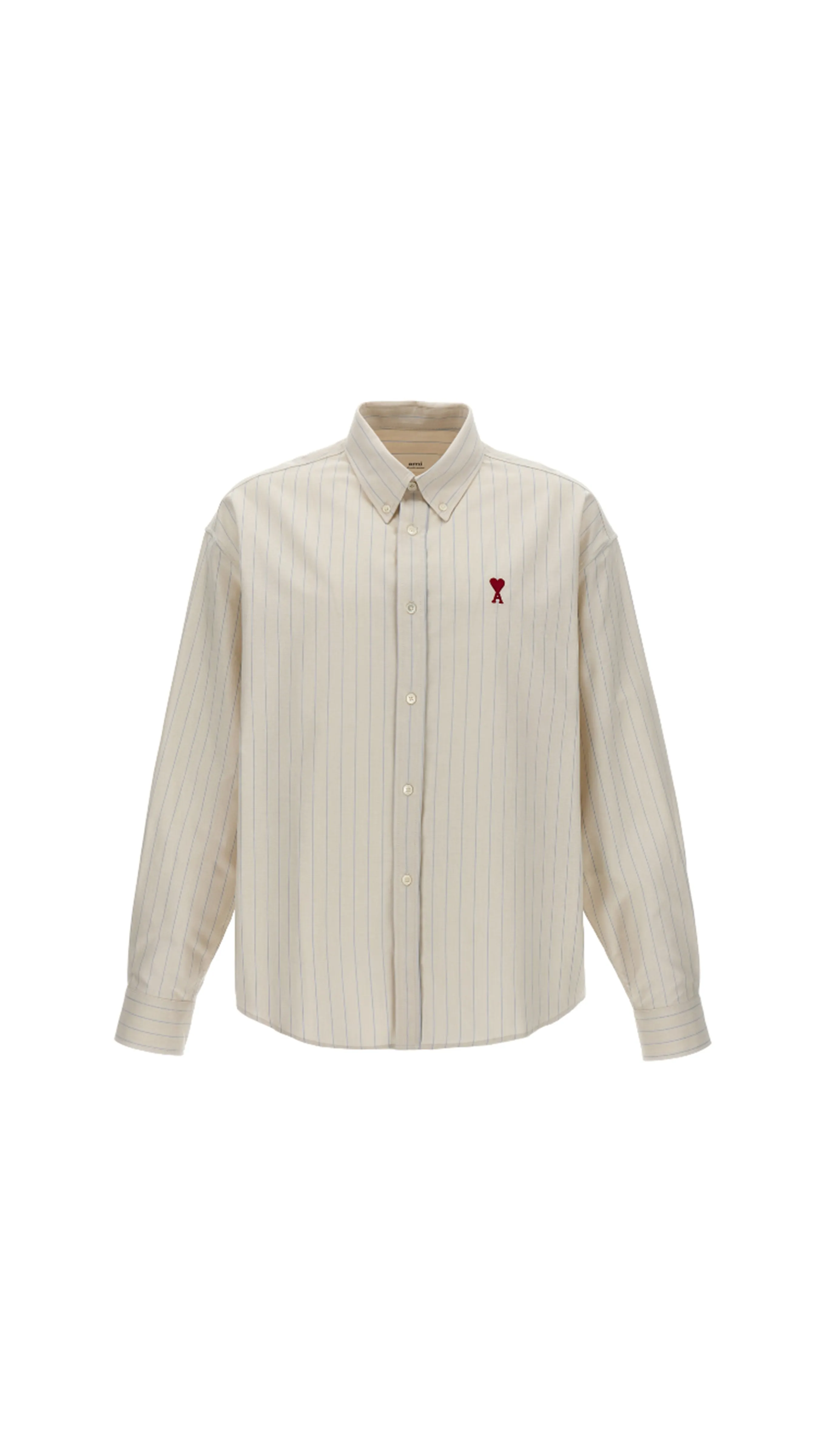 Ami De Cur Striped Shirt - Off White/Light Blue