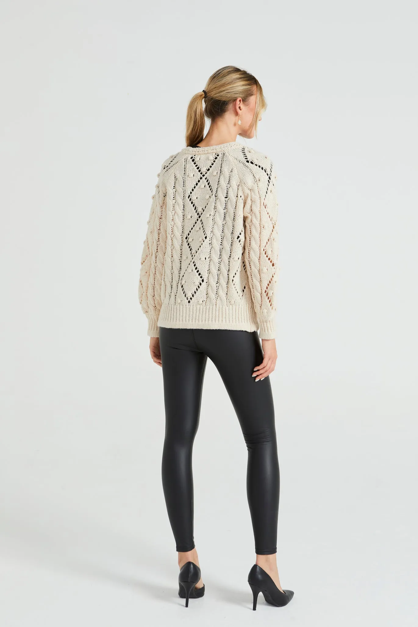 Angeleye Cable Knit Sweater With Pom-pom