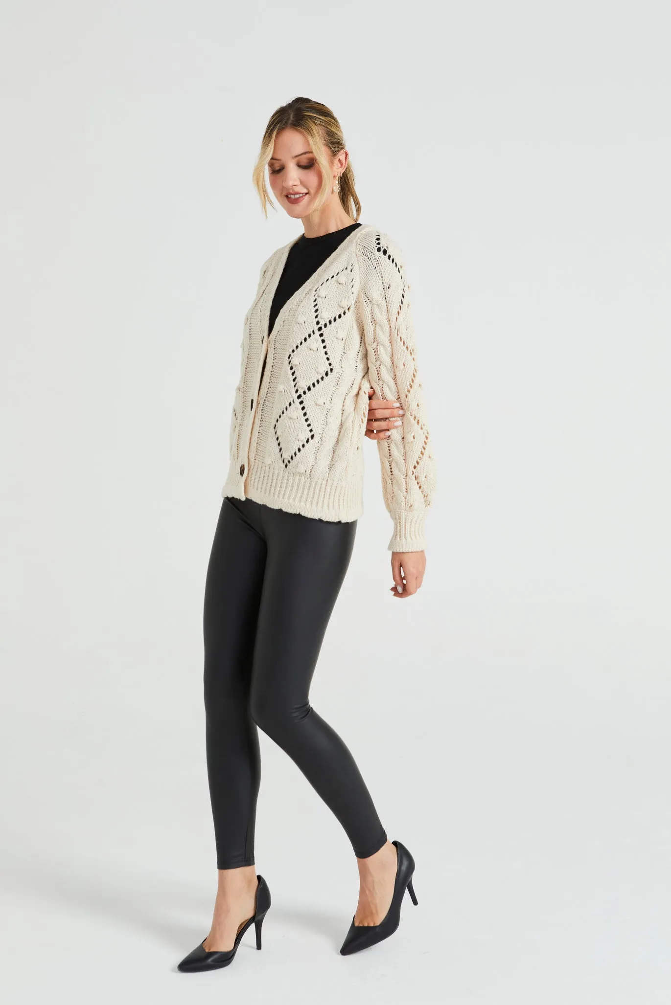 Angeleye Cable Knit Sweater With Pom-pom