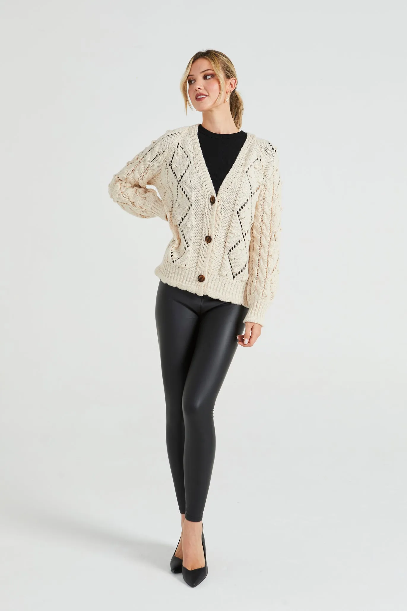 Angeleye Cable Knit Sweater With Pom-pom