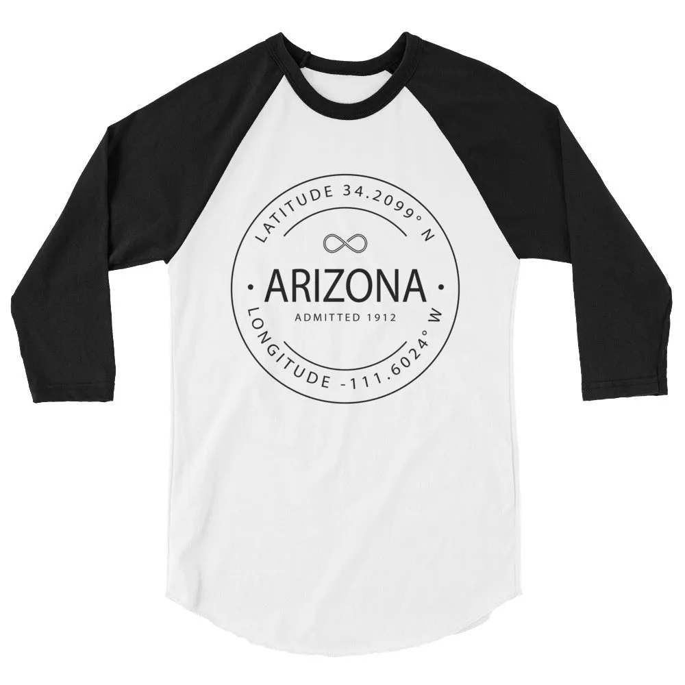 Arizona 3/4 Sleeve Raglan Shirt with Latitude and Longitude - Shop Now