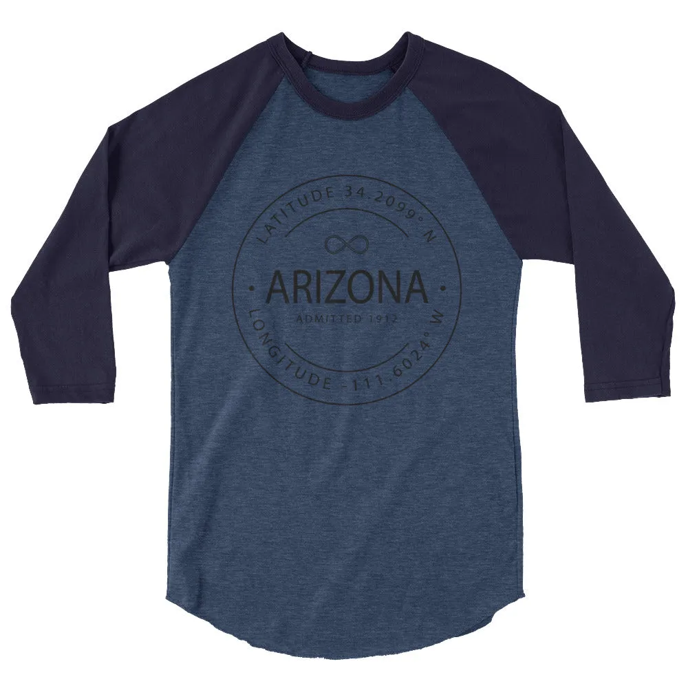 Arizona 3/4 Sleeve Raglan Shirt with Latitude and Longitude - Shop Now