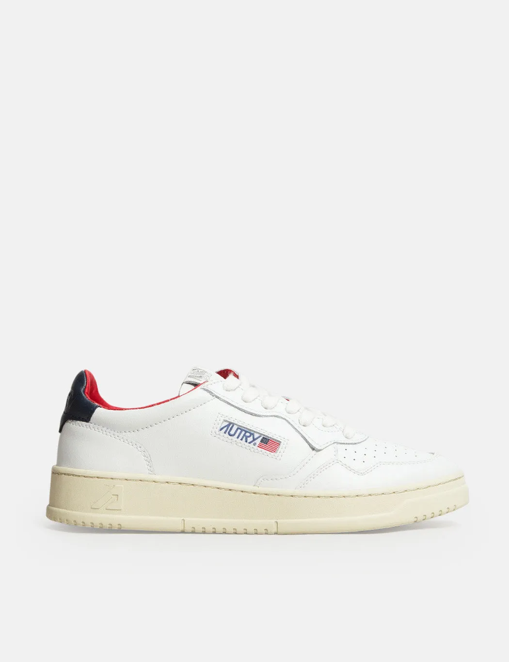 Autry LN18 Trainers - White/Navy/Red - Leather.