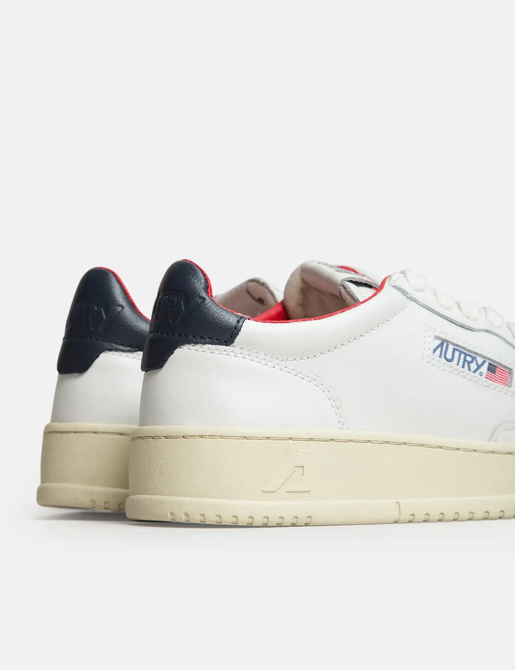 Autry LN18 Trainers - White/Navy/Red - Leather.