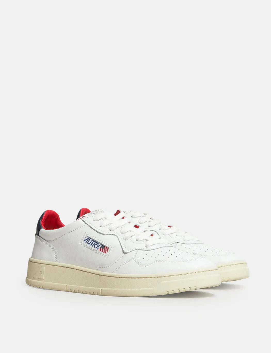 Autry LN18 Trainers - White/Navy/Red - Leather.