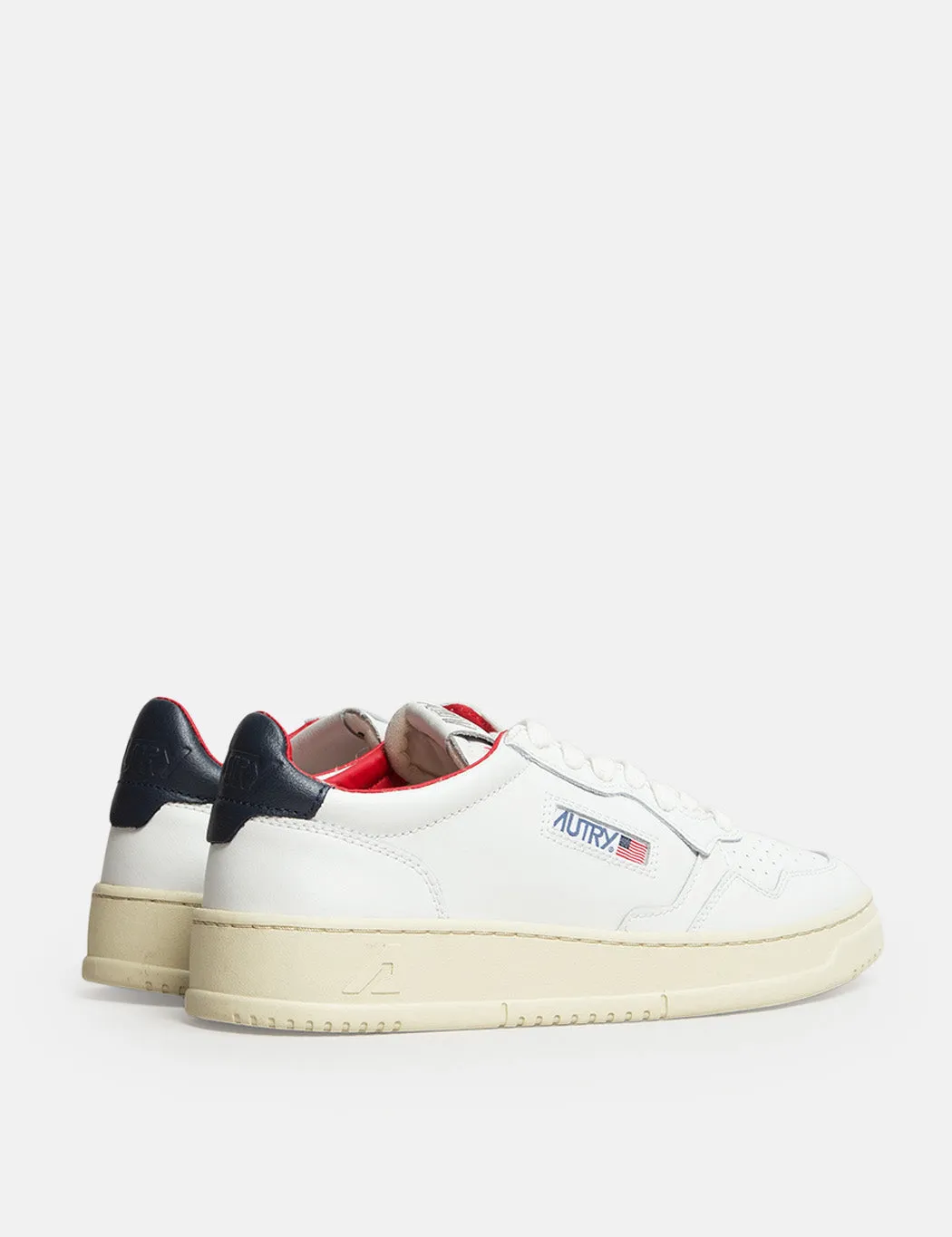 Autry LN18 Trainers - White/Navy/Red - Leather.