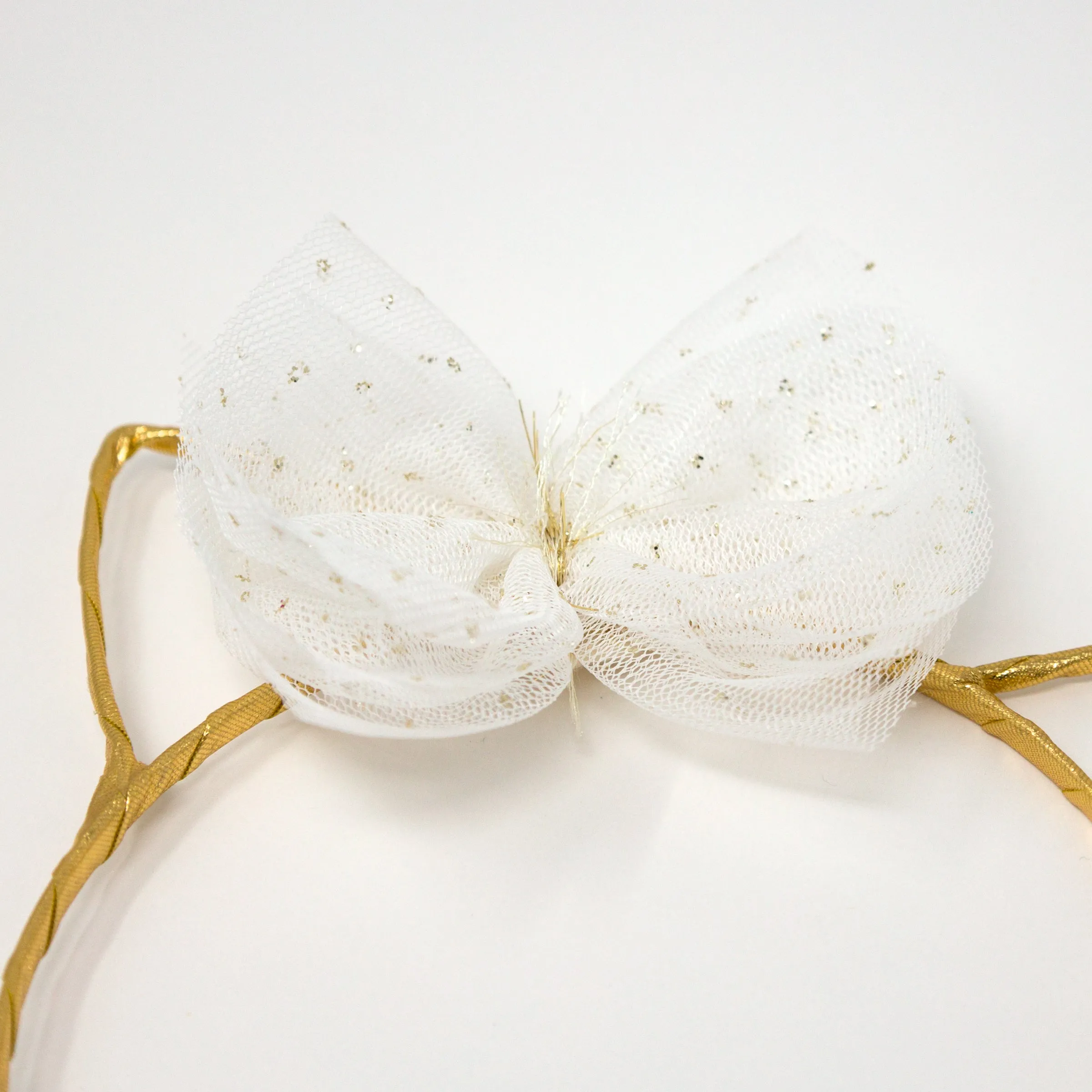 baby Kitty Headband Gold Ivory Glinda Bow