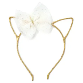 baby Kitty Headband Gold Ivory Glinda Bow