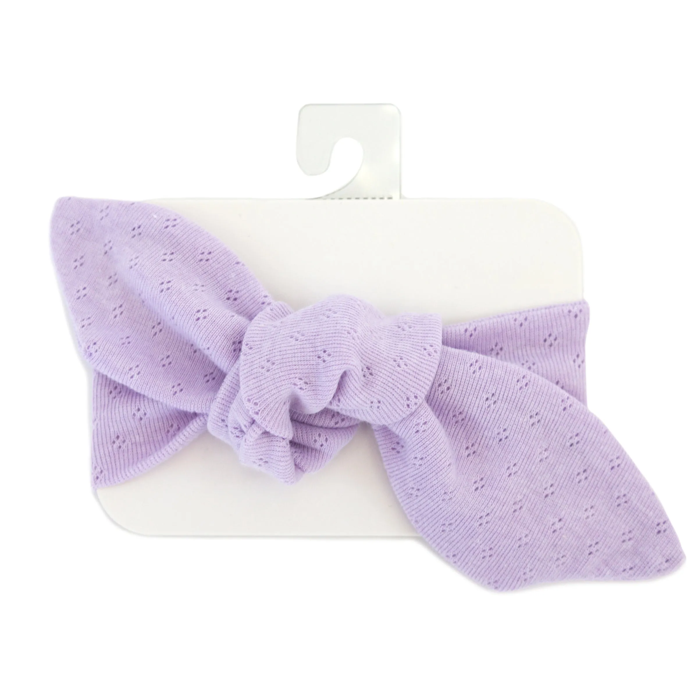 Baby Pointelle Tie Turban - Lilac Heather