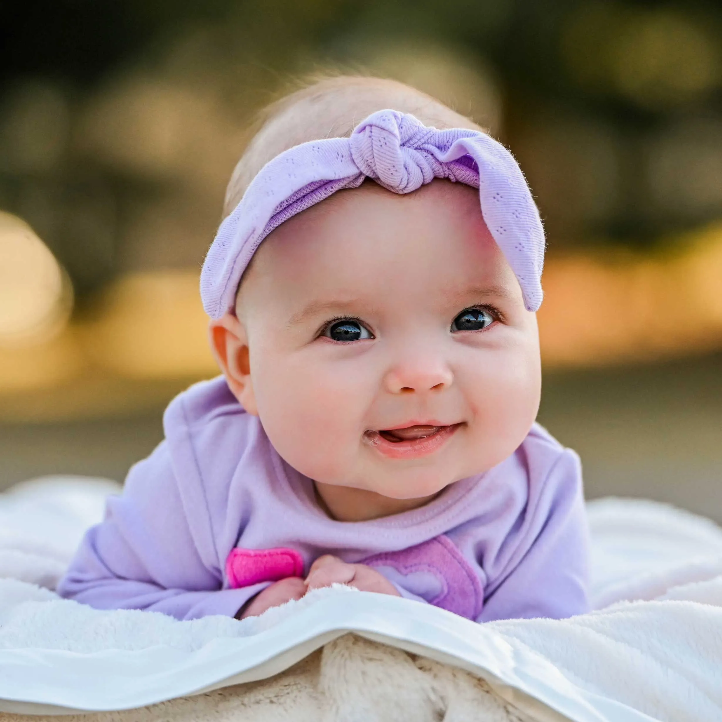 Baby Pointelle Tie Turban - Lilac Heather