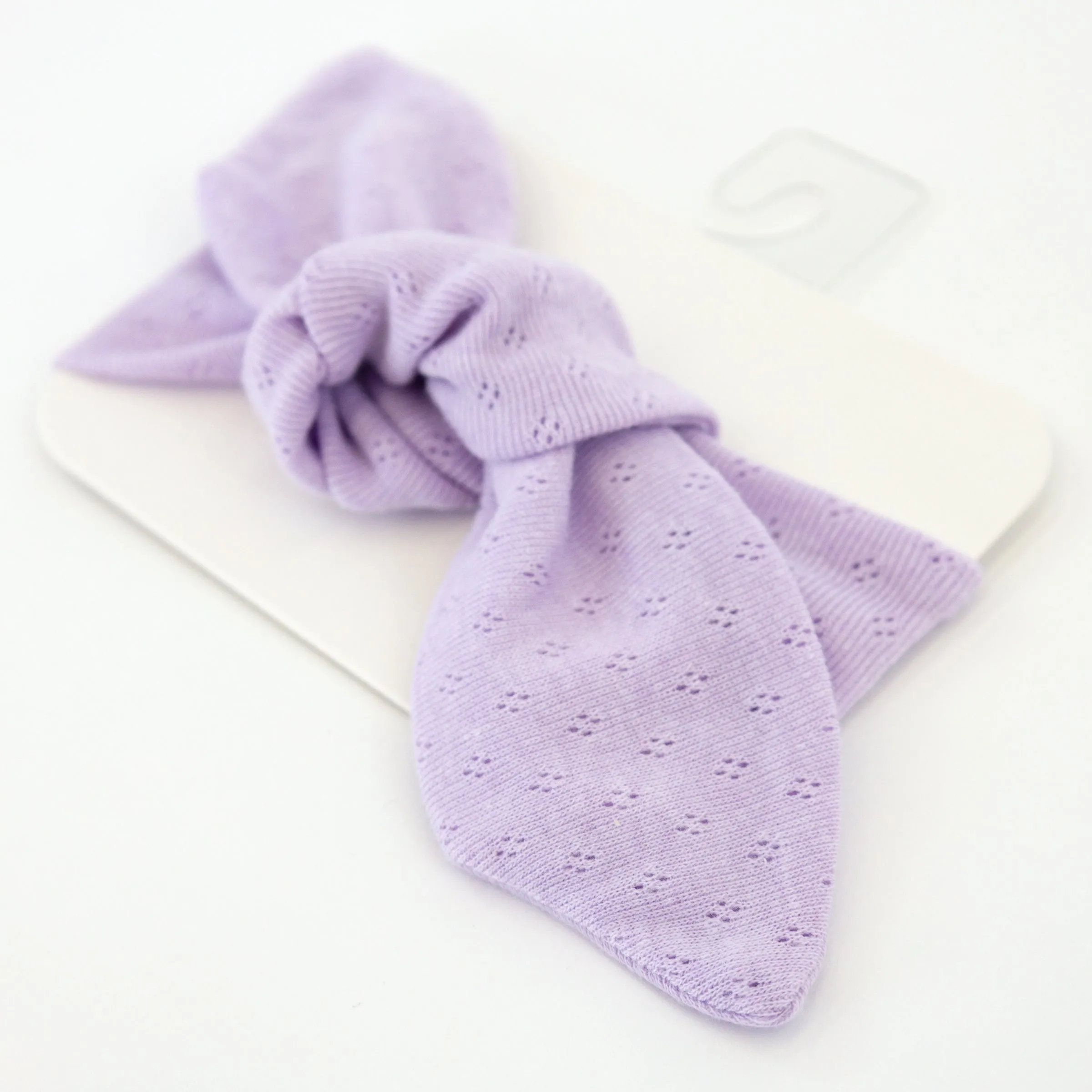 Baby Pointelle Tie Turban - Lilac Heather