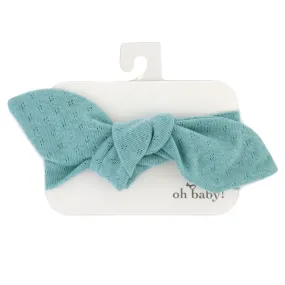 baby Pointelle Tie Turban Sea Heather