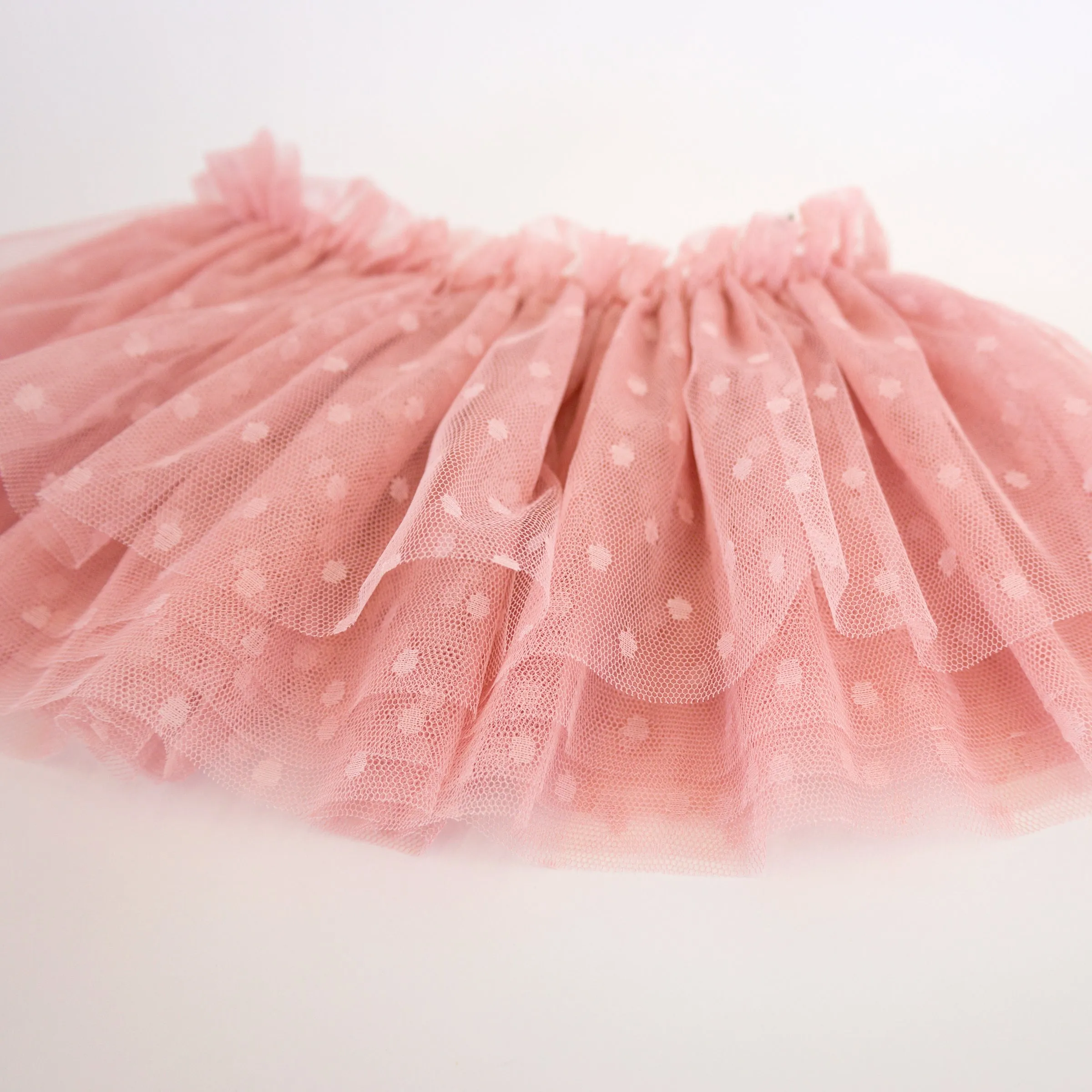 Baby Tutu Skirt - Blush Dotted Mesh Frill