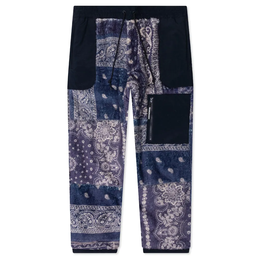 Bandana Print Fleece Pants - Navy