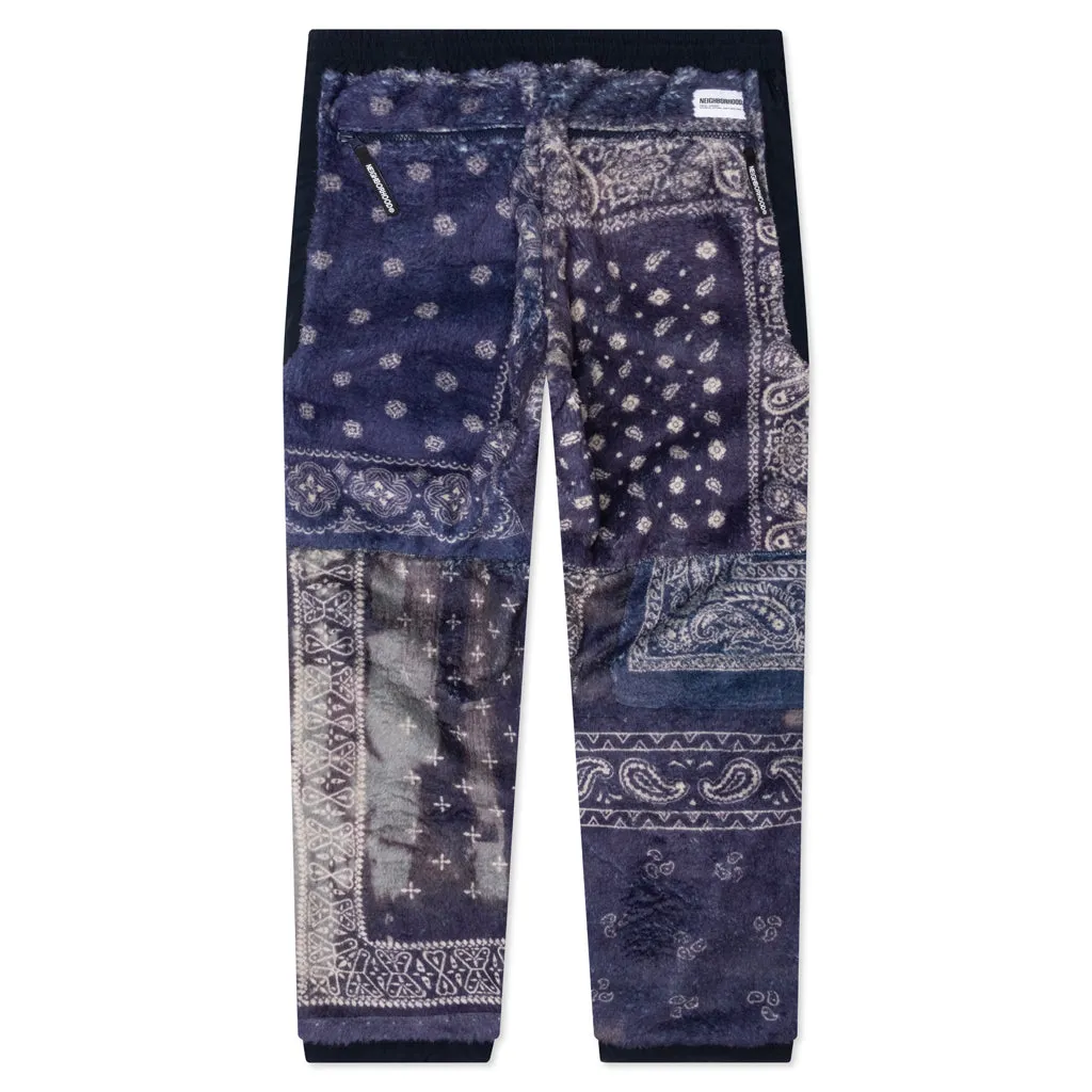 Bandana Print Fleece Pants - Navy