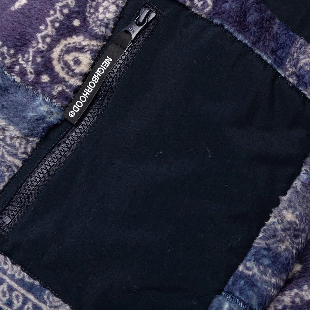 Bandana Print Fleece Pants - Navy