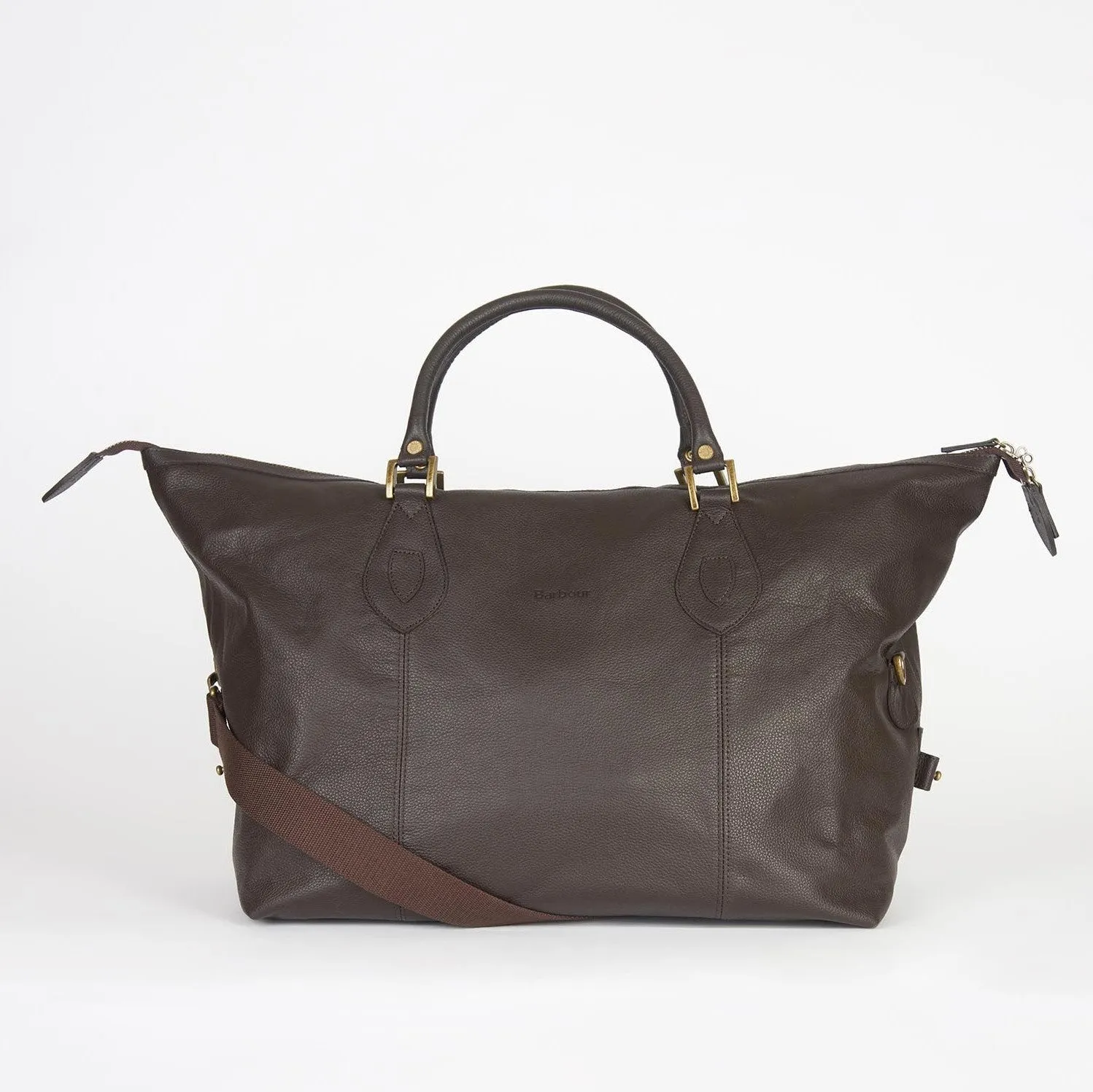 Barbour Leather Travel Bag - Medium Size in Chocolate