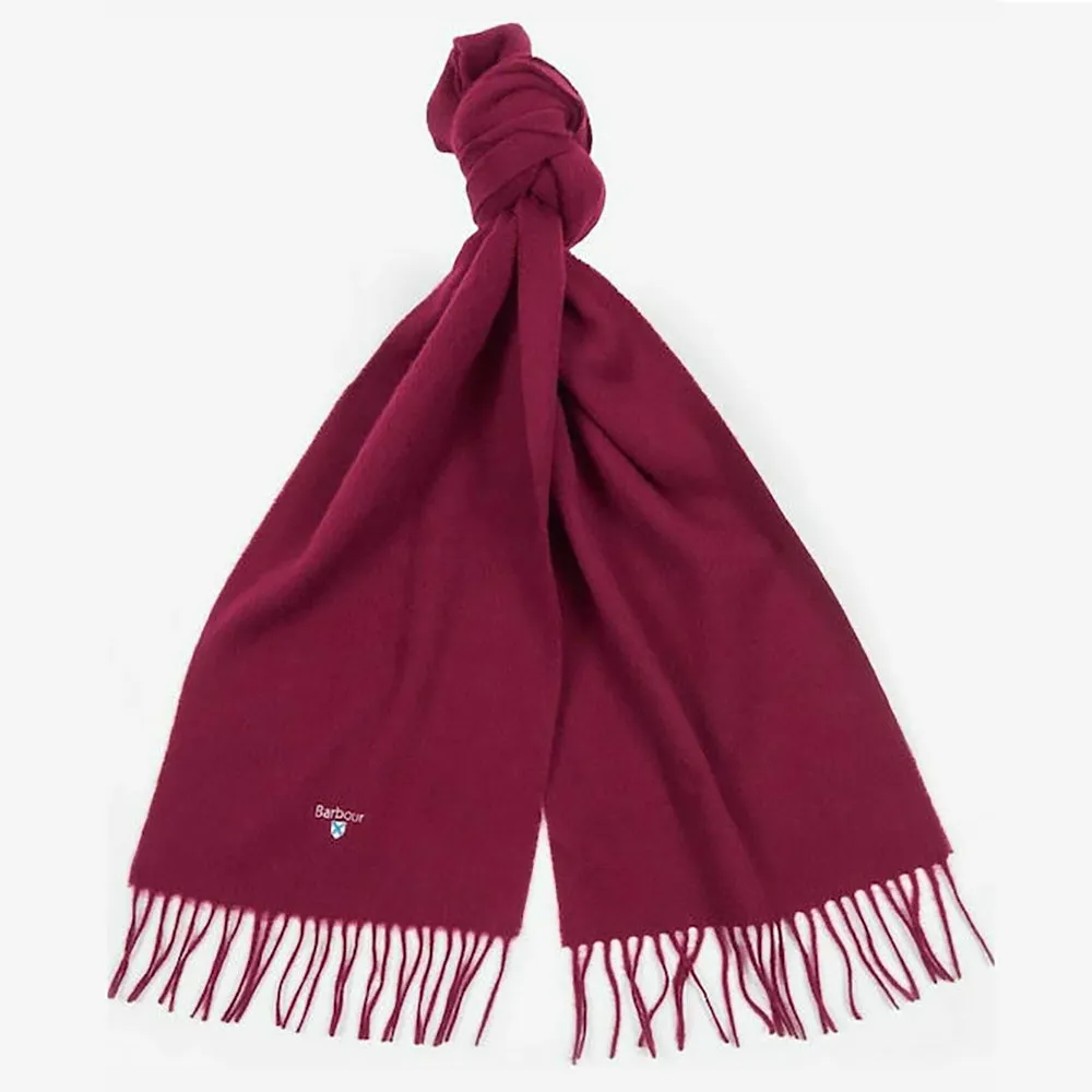 Barbour plain scarf, lambswool, port red.