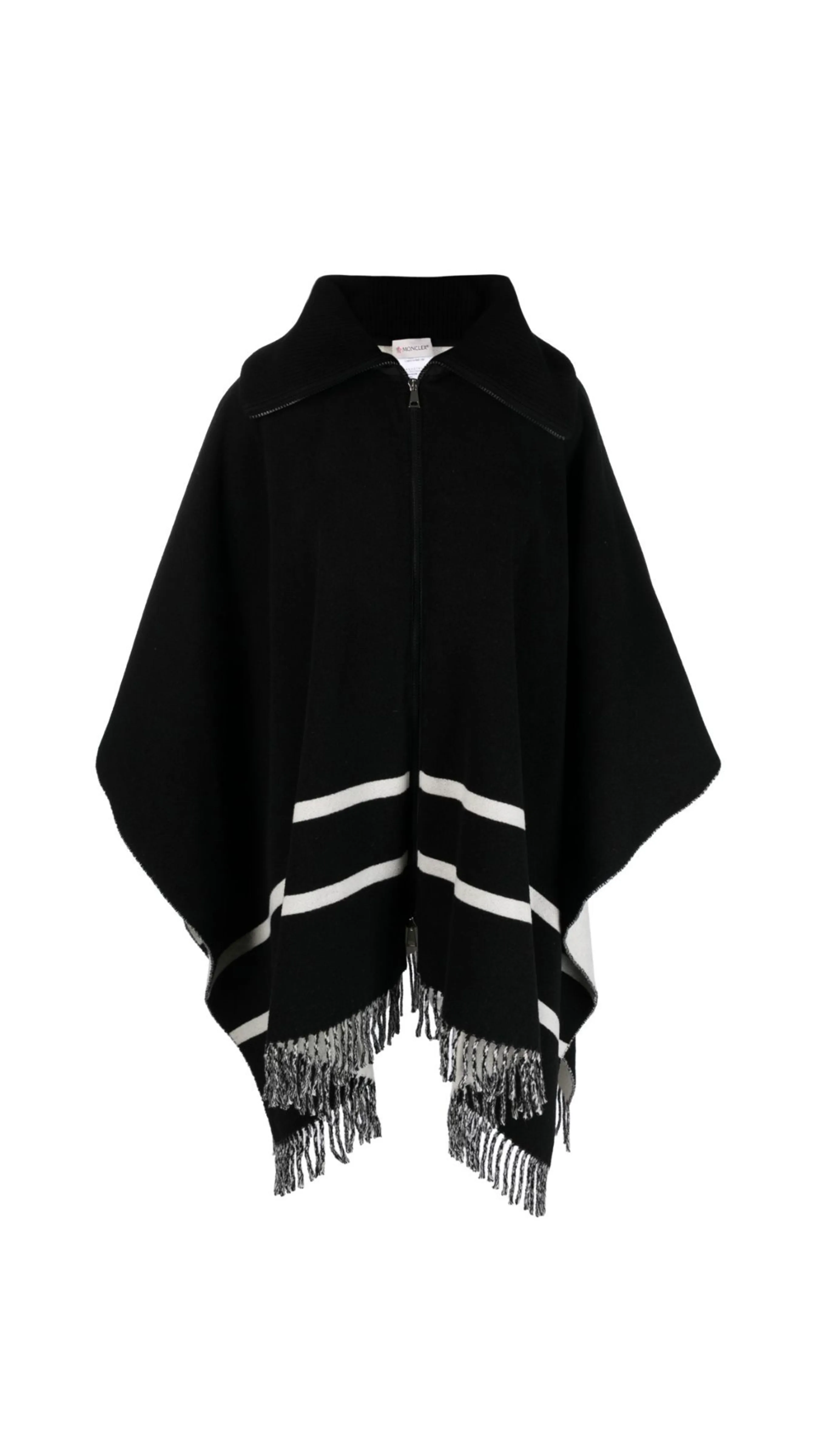 Black and White Wool Cape with Logo