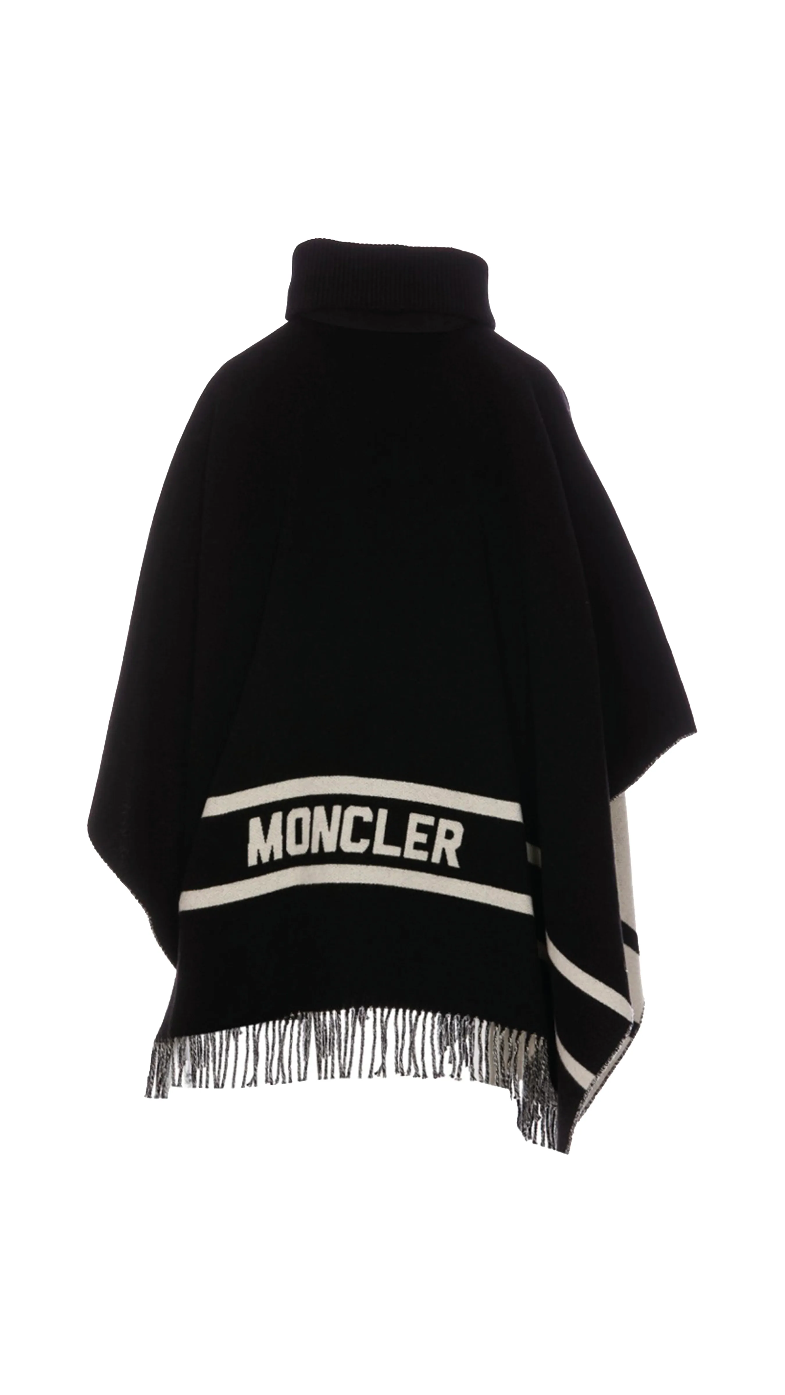 Black and White Wool Cape with Logo