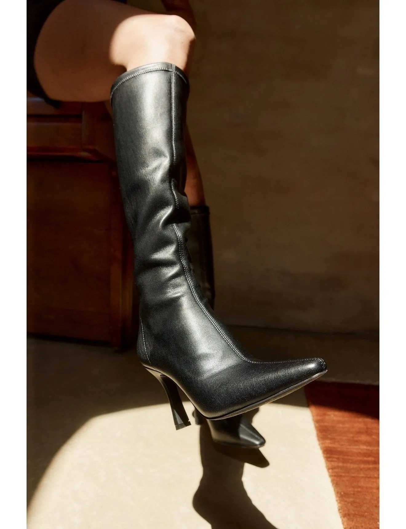 Black Stretch Divine Knee High Stretch Boots