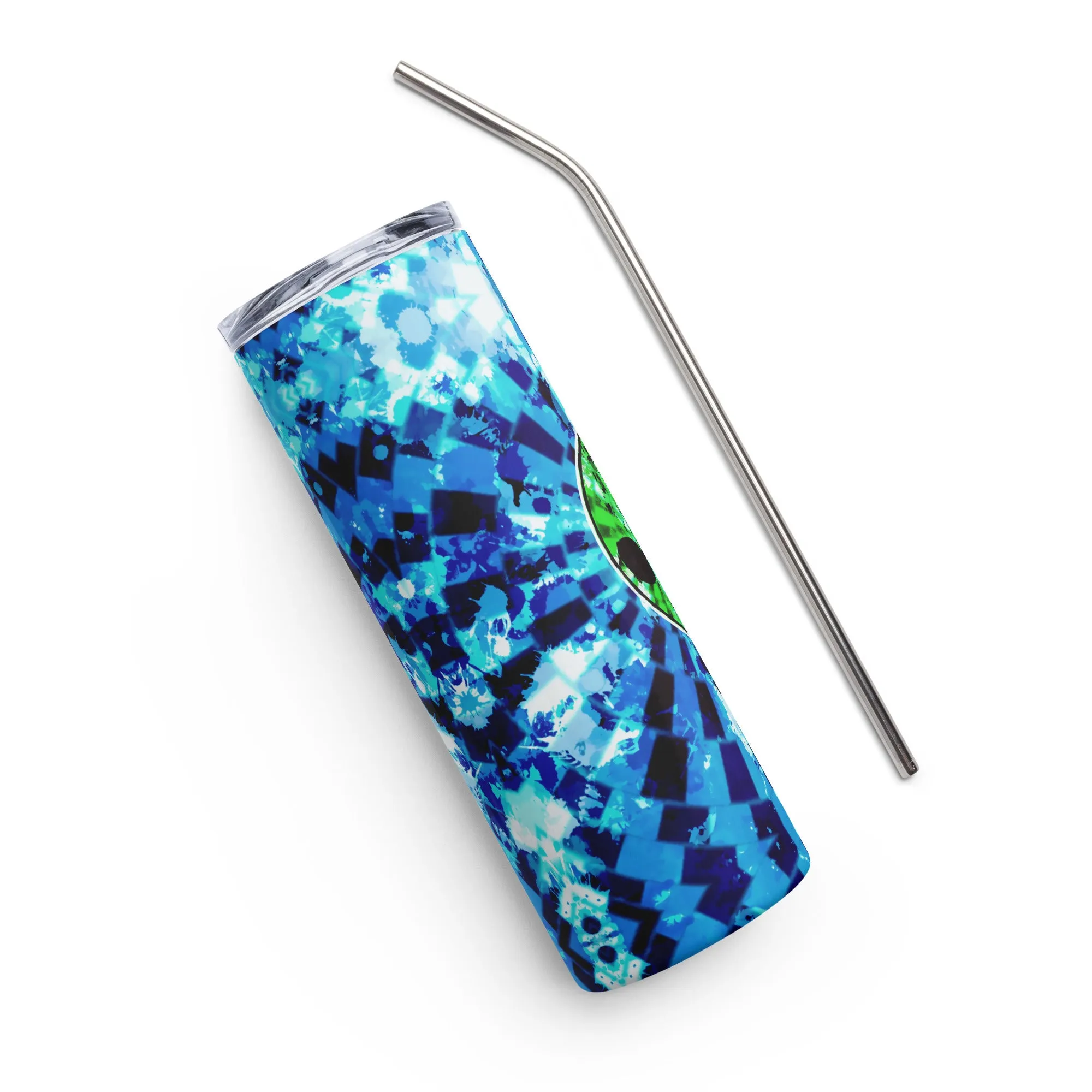 Blue Acid Wash Alien Tie-Dye Stainless Steel Tumbler - 20 oz