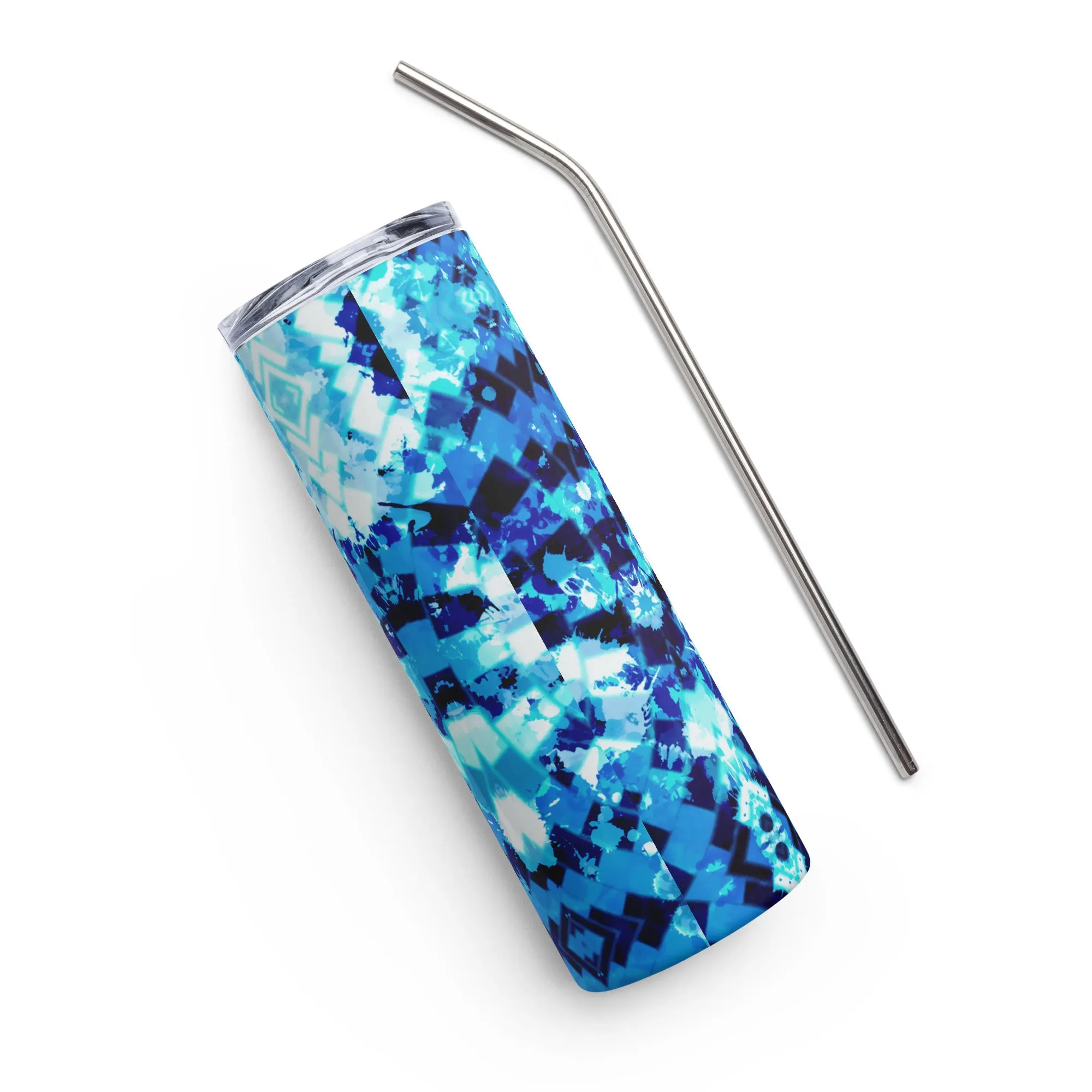 Blue Acid Wash Alien Tie-Dye Stainless Steel Tumbler - 20 oz