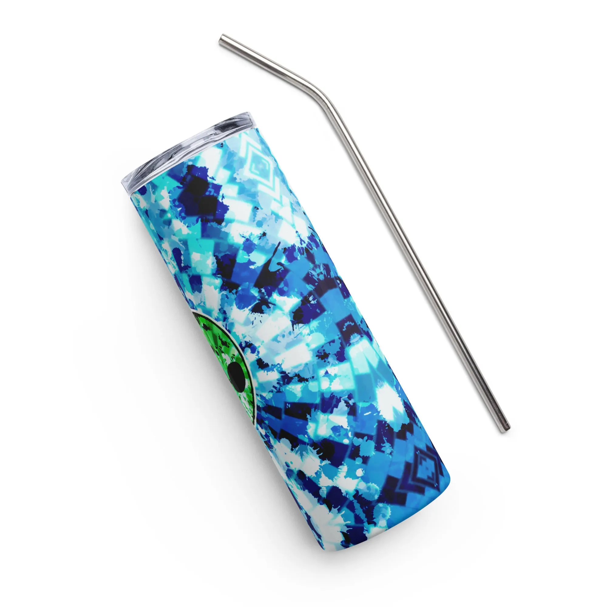 Blue Acid Wash Alien Tie-Dye Stainless Steel Tumbler - 20 oz