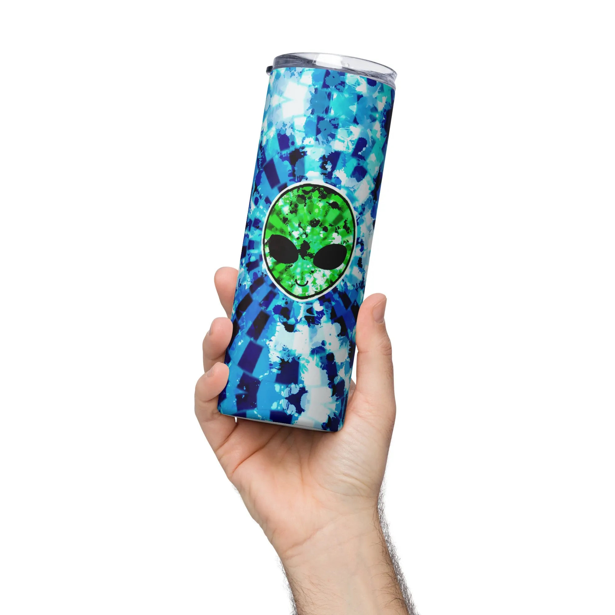 Blue Acid Wash Alien Tie-Dye Stainless Steel Tumbler - 20 oz