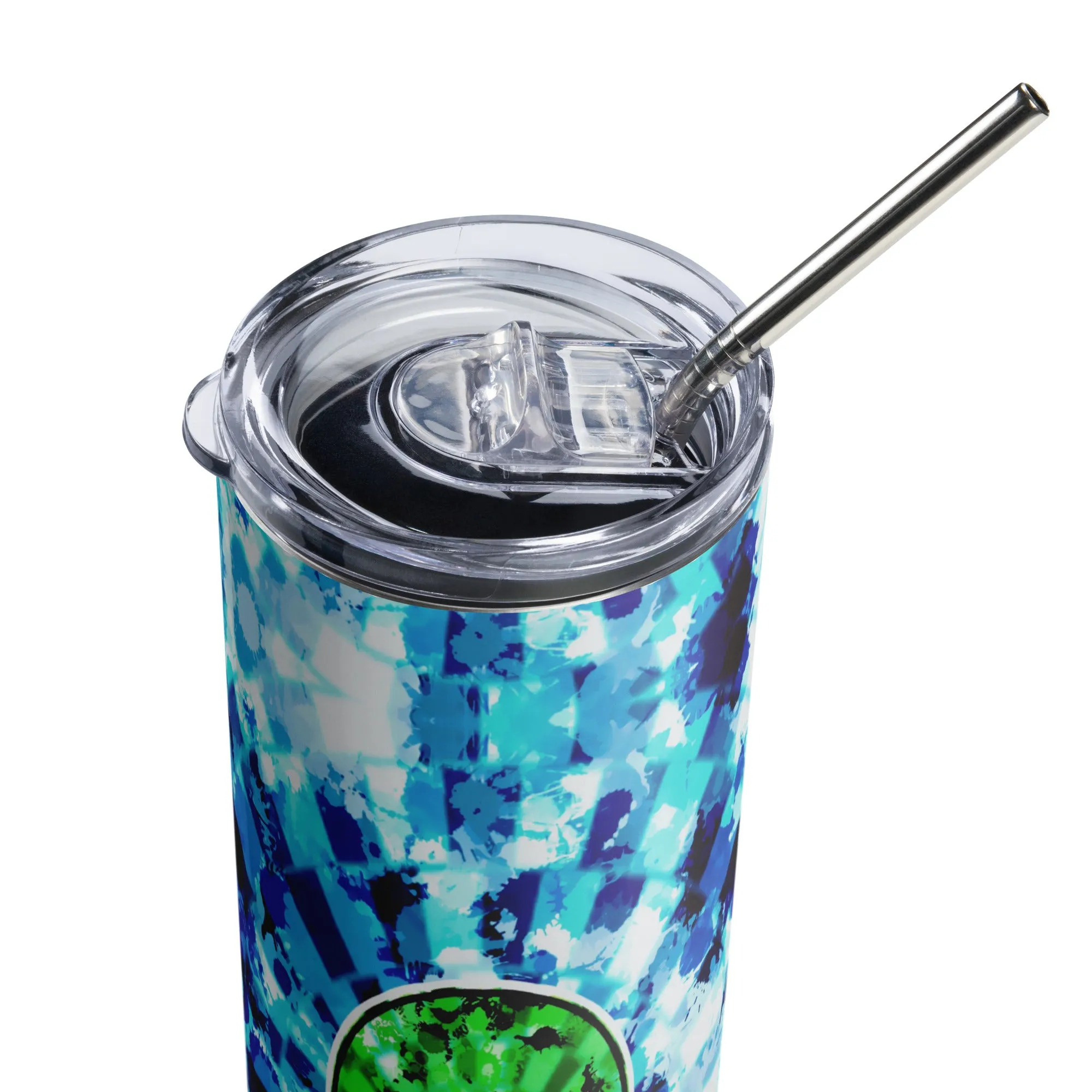 Blue Acid Wash Alien Tie-Dye Stainless Steel Tumbler - 20 oz