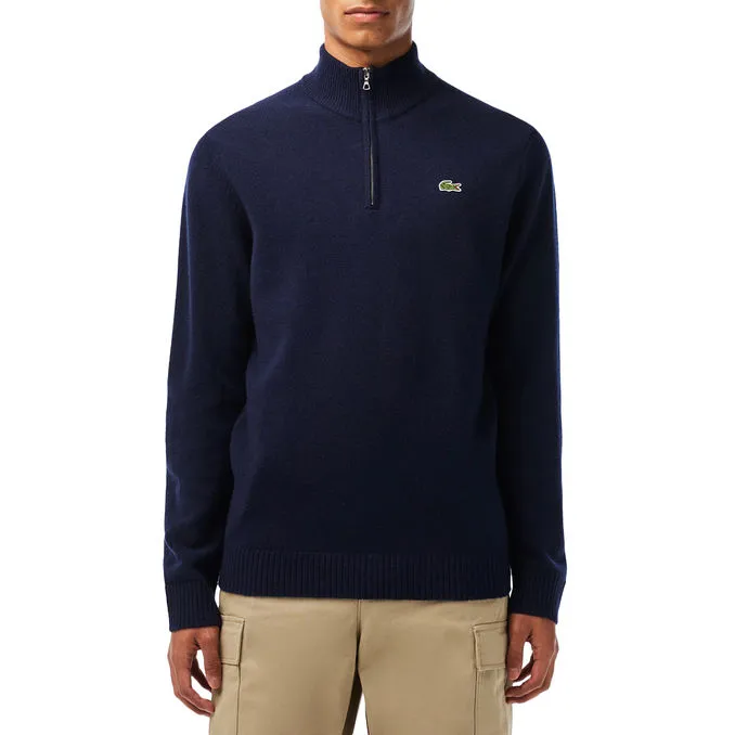 Blue Men's Half Zip Wool Pullover