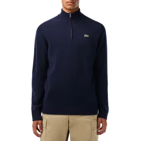 Blue Men's Half Zip Wool Pullover