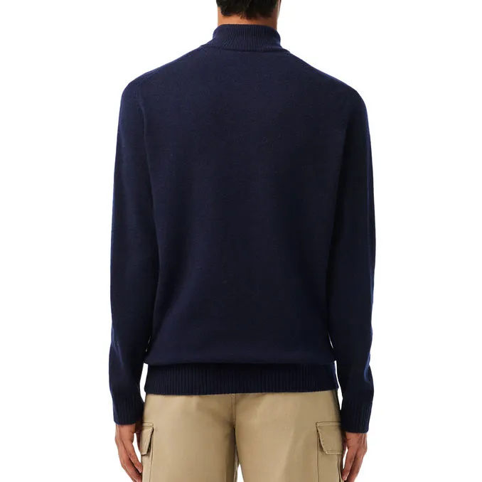 Blue Men's Half Zip Wool Pullover