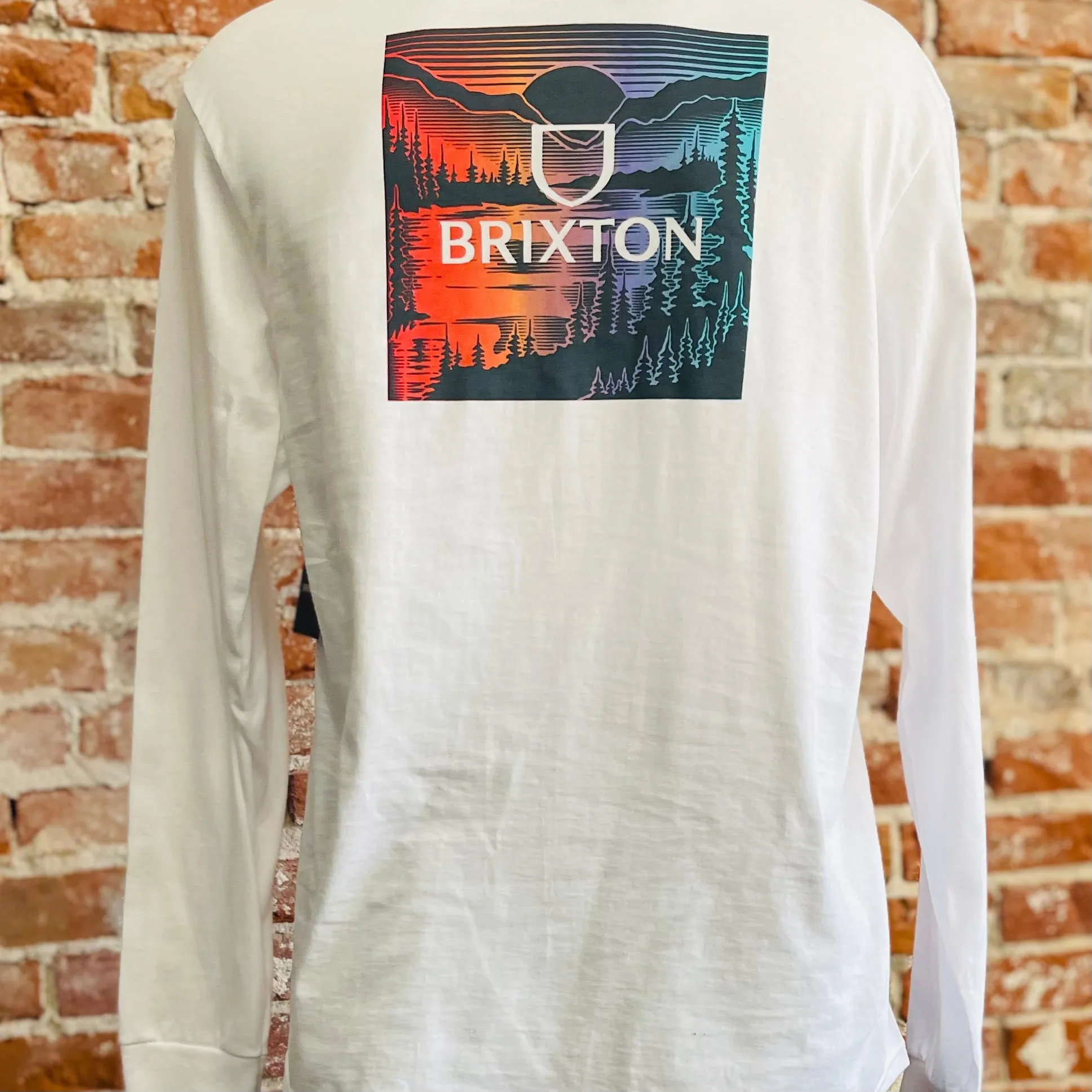 Brixton Alpha Square L/S STT- White/Dawn Gradient