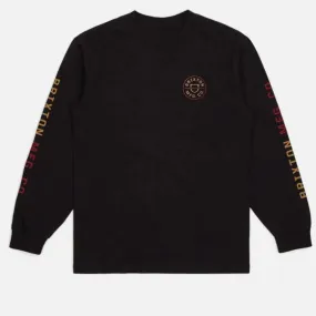 Brixton Crest L/S STT- Black/Mars Red/Bright Gold