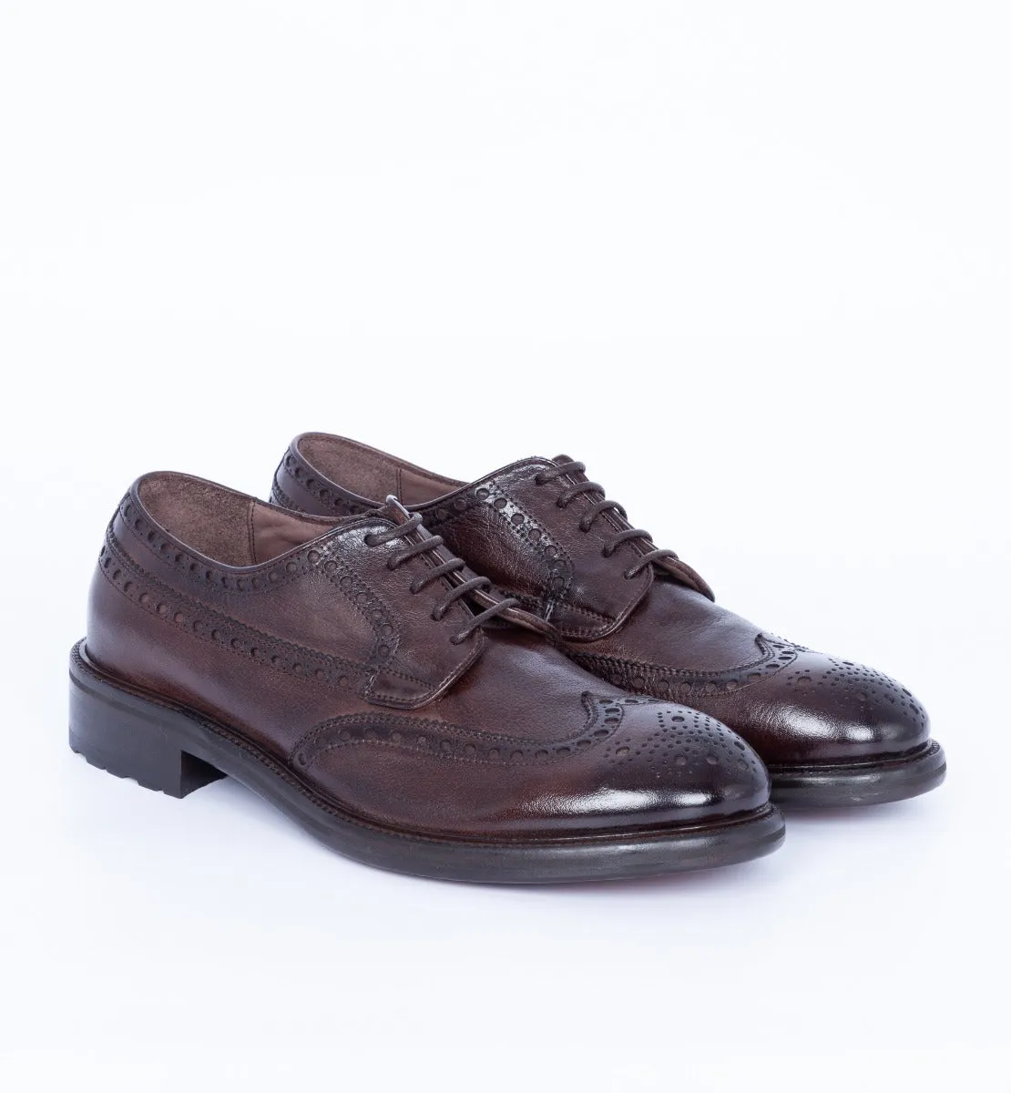 Brown Men's Wingtip Derby Brogue Shoes