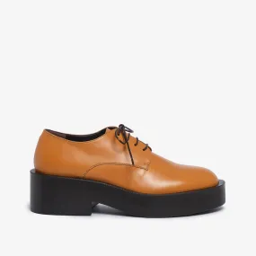 Caramel ladies leather derby shoes