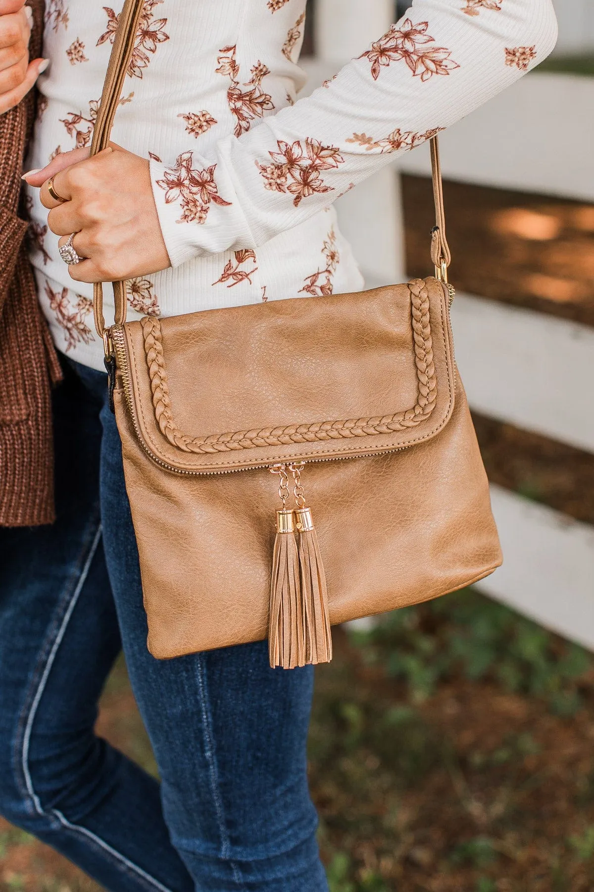 Caught You Staring Crossbody Purse- Brown