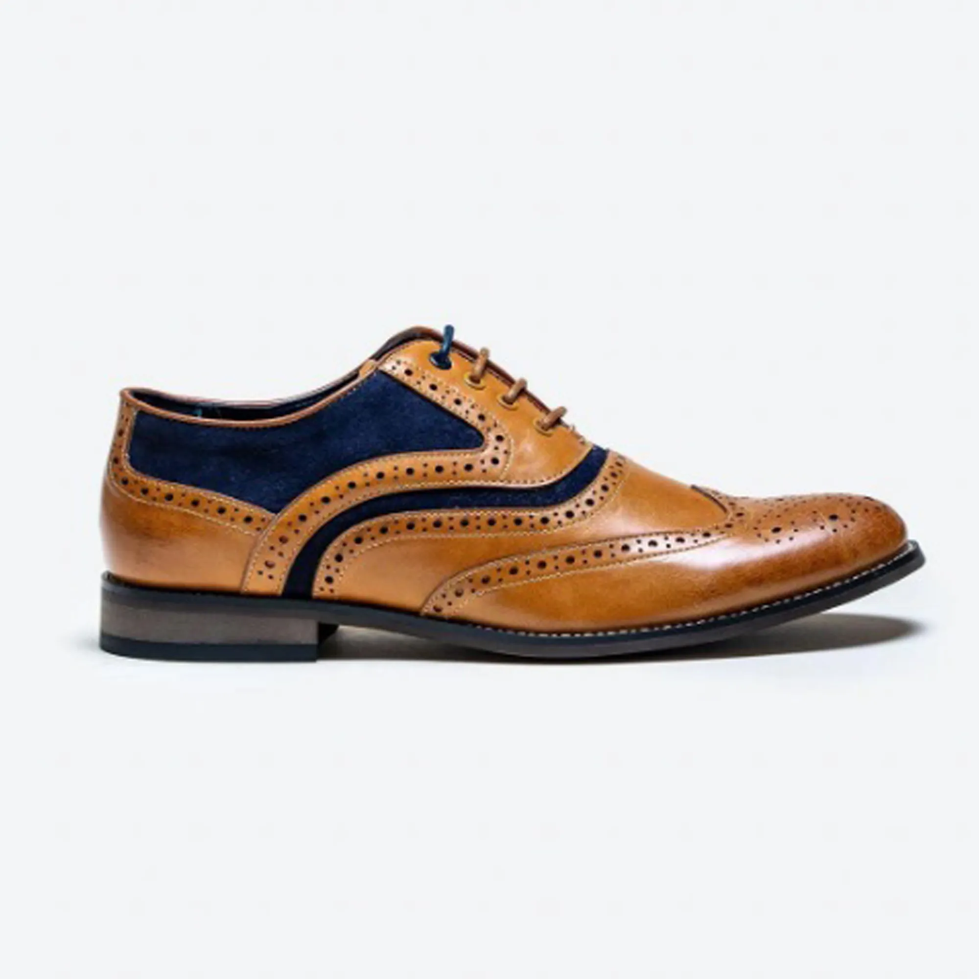 Cavani Russell Tan/Navy Leather Brogues Formal Shoes